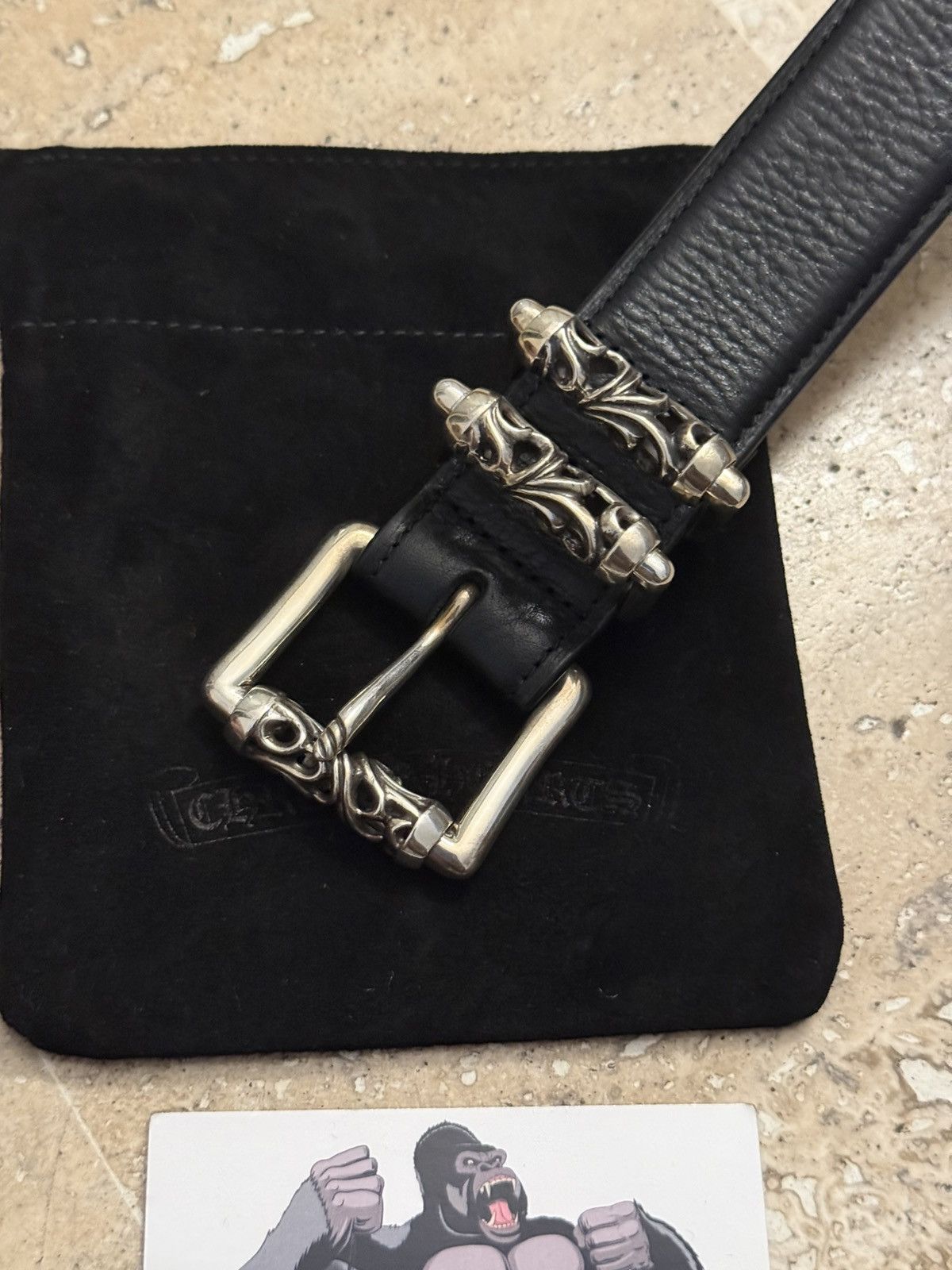 Chrome Hearts Chrome Hearts Black Leather Roller Belt Size 38 - 4 Thumbnail