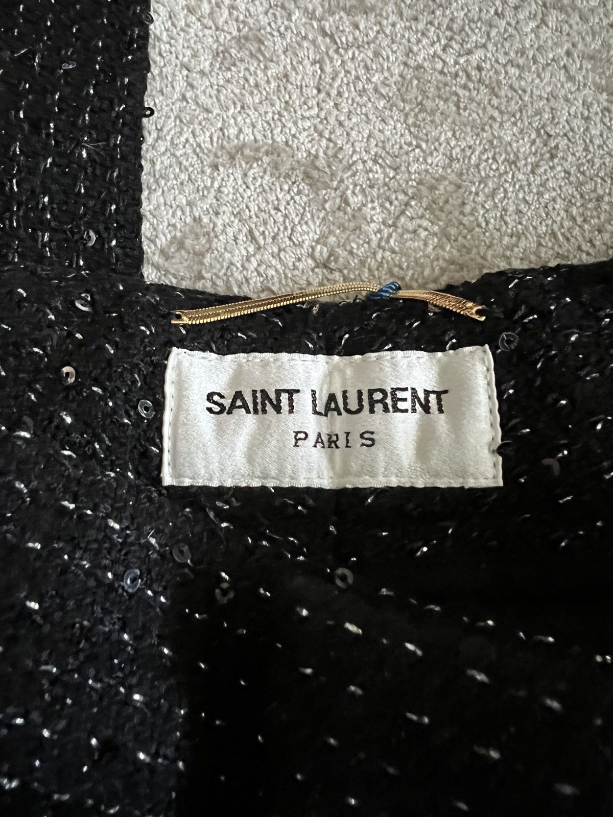 Saint Laurent Paris SS/20 Black Sequin Tweed Trousers Size US 30 / EU 46 - 4 Thumbnail