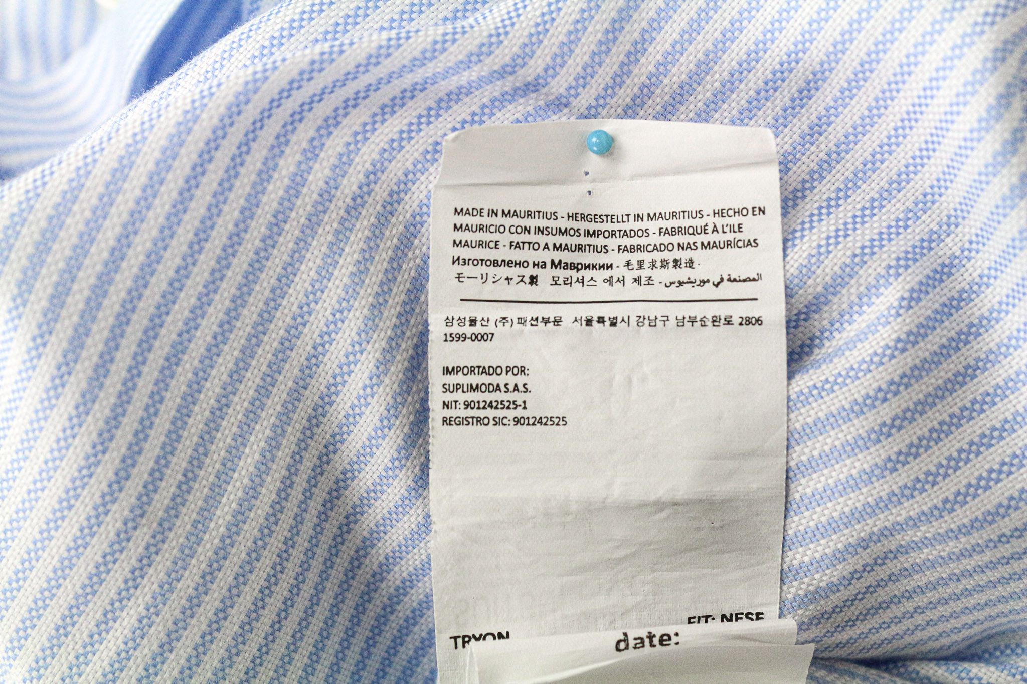 Suitsupply 37/14 1/2 Extra Slim Blue Cotton Stripe Shirt 79246 Size 36R - 7 Thumbnail