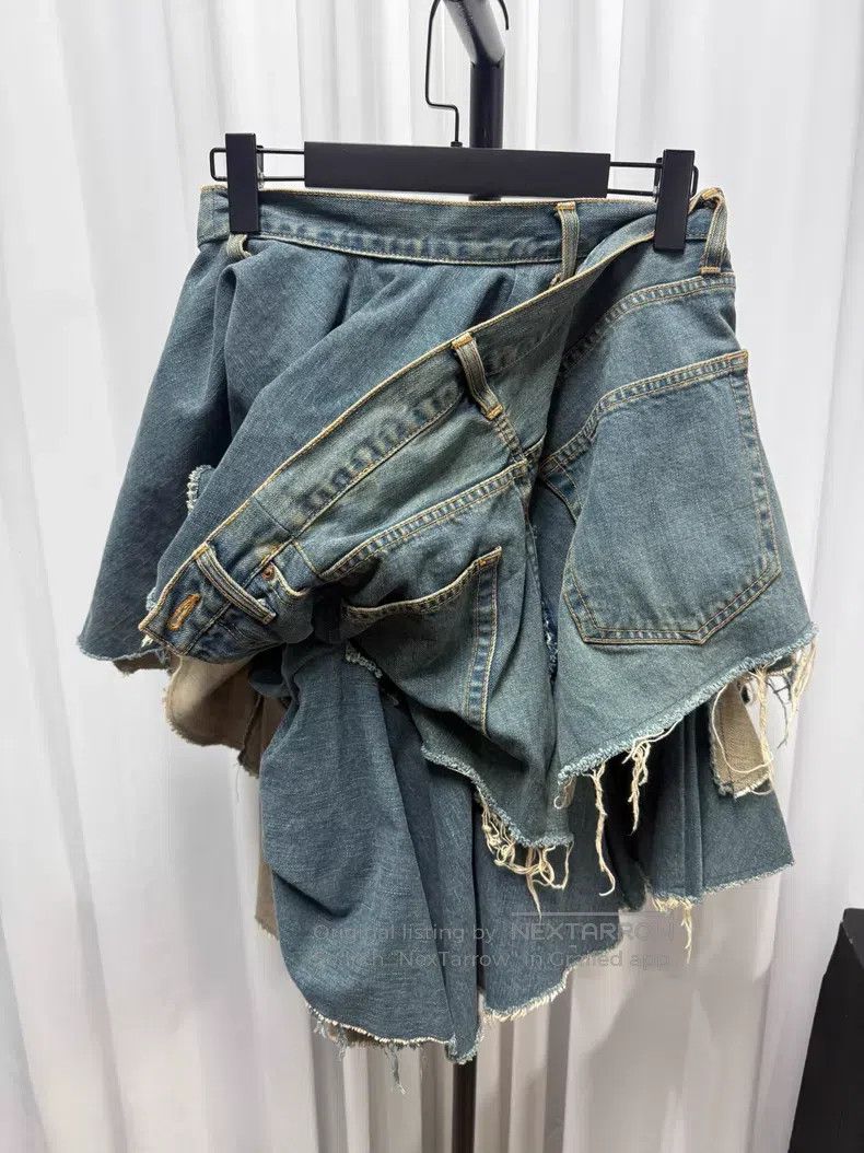 Junya Watanabe JUNYA WATANABE size M Ruffled Washed Denim Heavy Duty Skirt Size 25" / US 0 / IT 36 - 4 Thumbnail