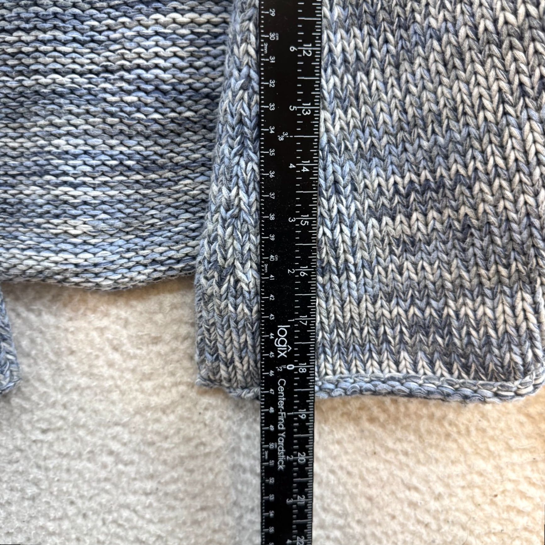 J. Jill J Jill Cardigan Sweater M Grey Blue Chunky Knit Striped Open Front Women Size M / US 6-8 / IT 42-44 - 5 Thumbnail