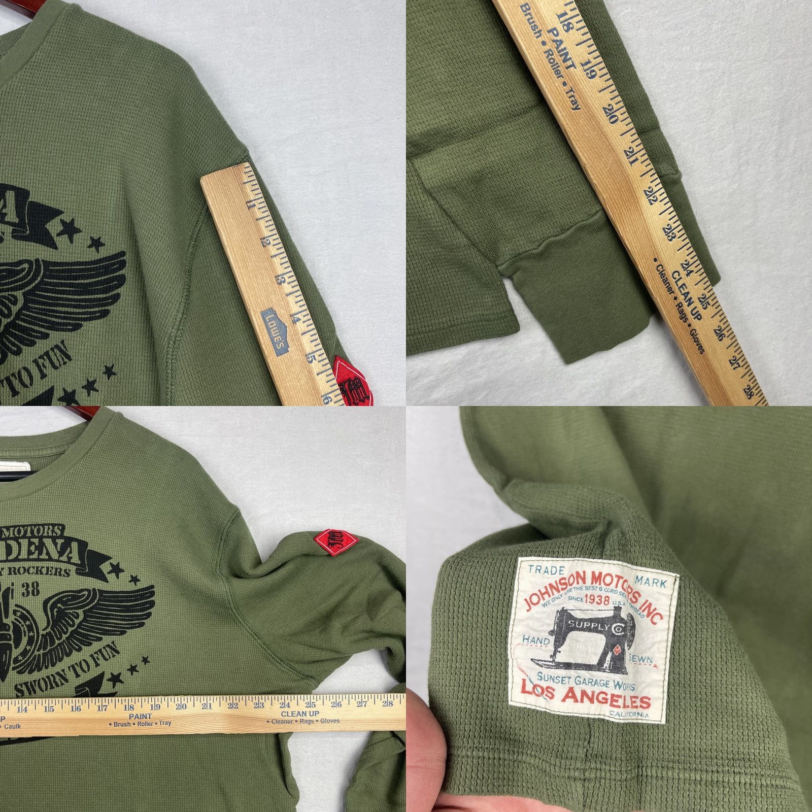 Vintage Johnson Motors Shirt Mens 2XL Green Long Sleeve Thermal Made In USA Bombers Knit Size US XXL / EU 58 / 5 - 8 Thumbnail