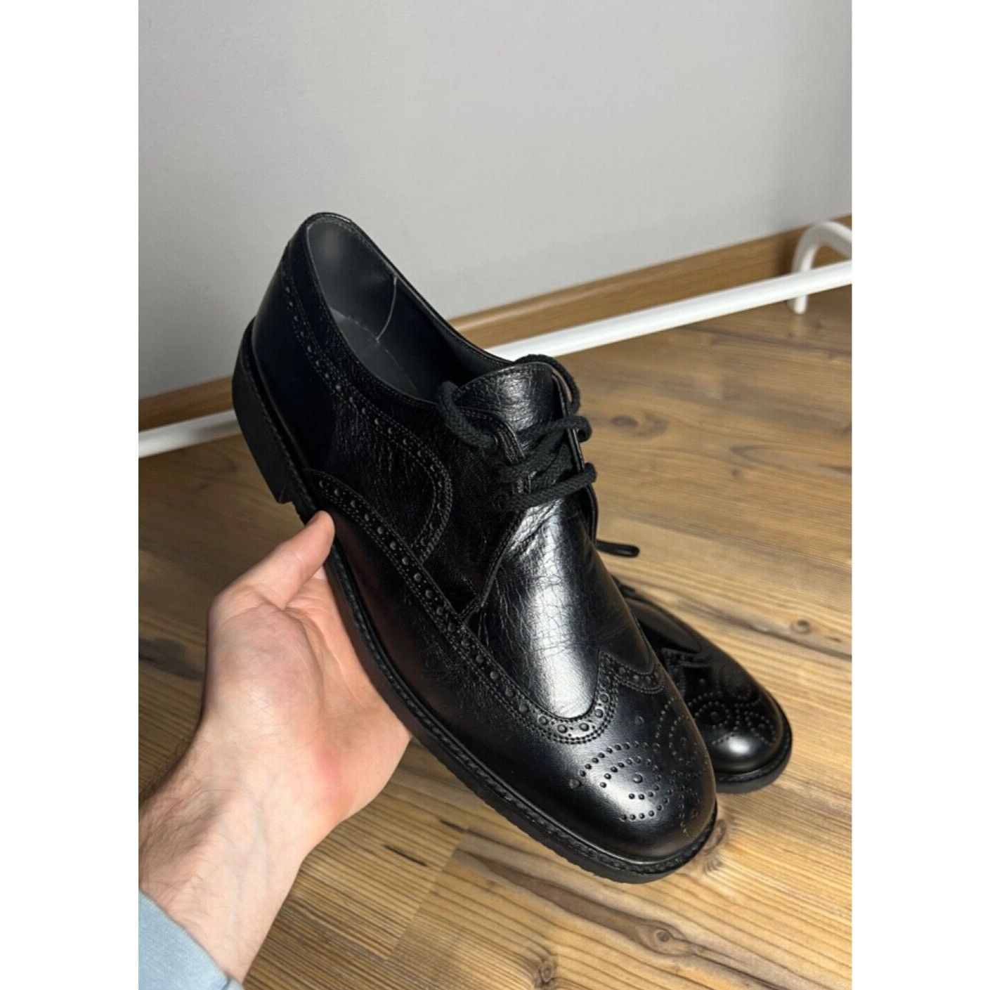 Bally MINT! Bally Anker Black Men`s Leather Derby Brogues Shoes Si Size US 11 / EU 44 - 1 Thumbnail