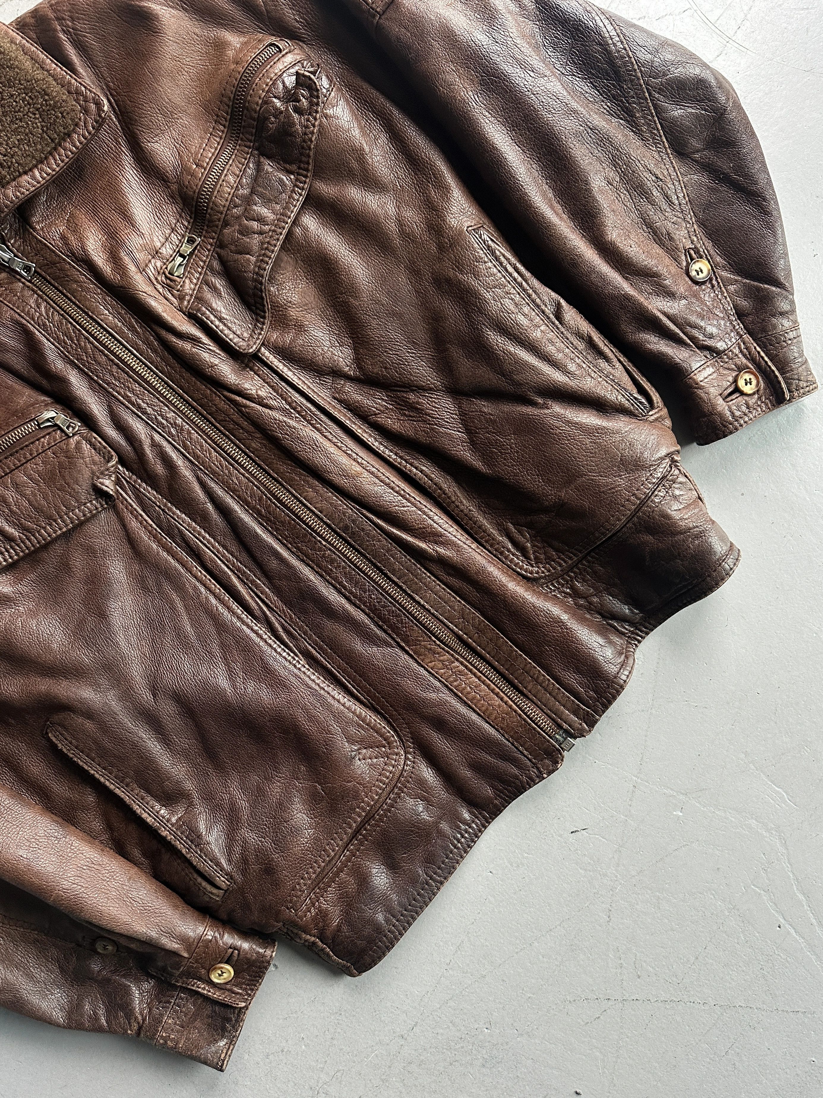 Versace VERSACE 1980s AVIATOR BOMBER JACKET WITH SHEARLING COLLAR Size US L / EU 52-54 / 3 - 4 Thumbnail