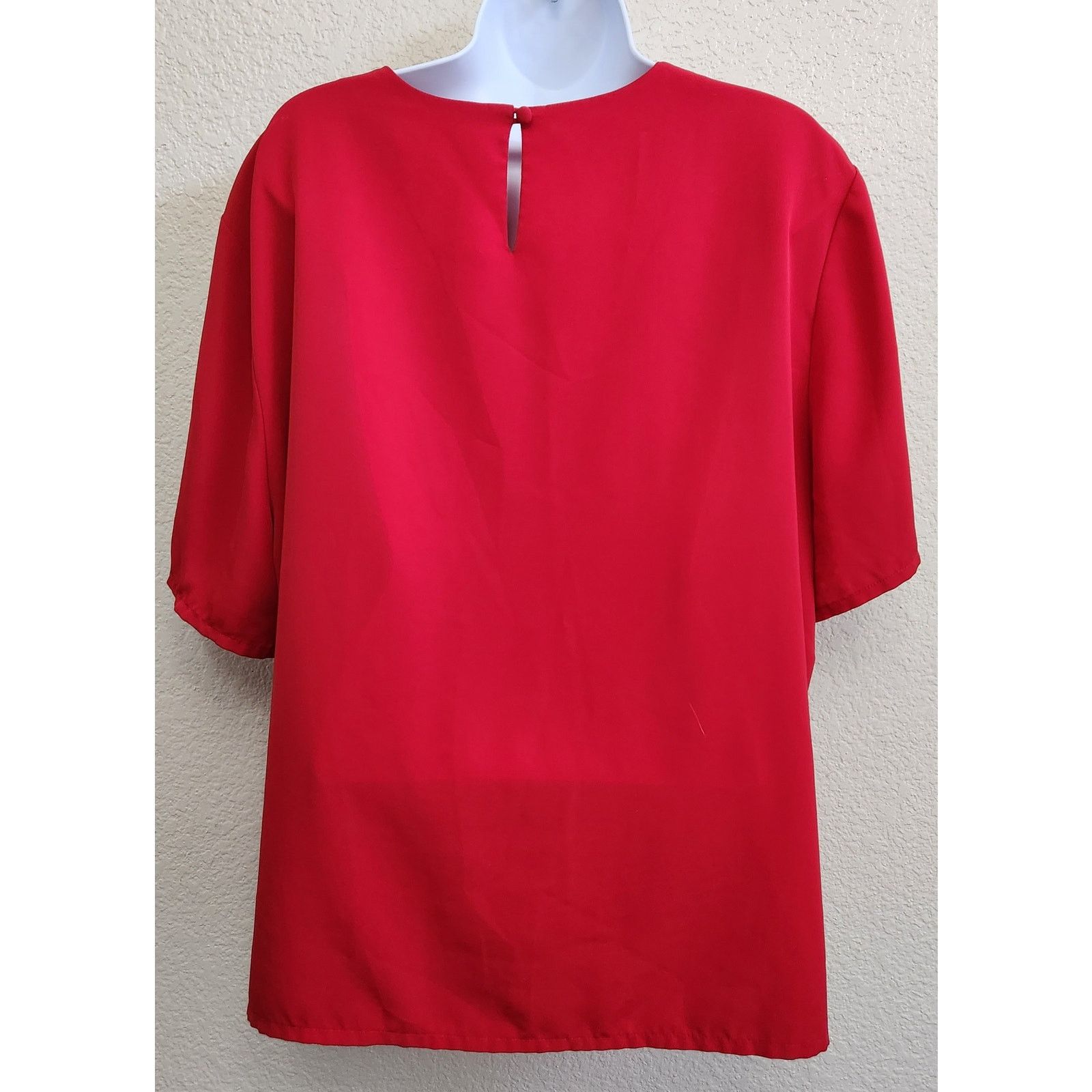 Other Modern Essentials Red Embroidered Neckline Top 20W Plus Size 3XL / US 20-22 - 4 Thumbnail
