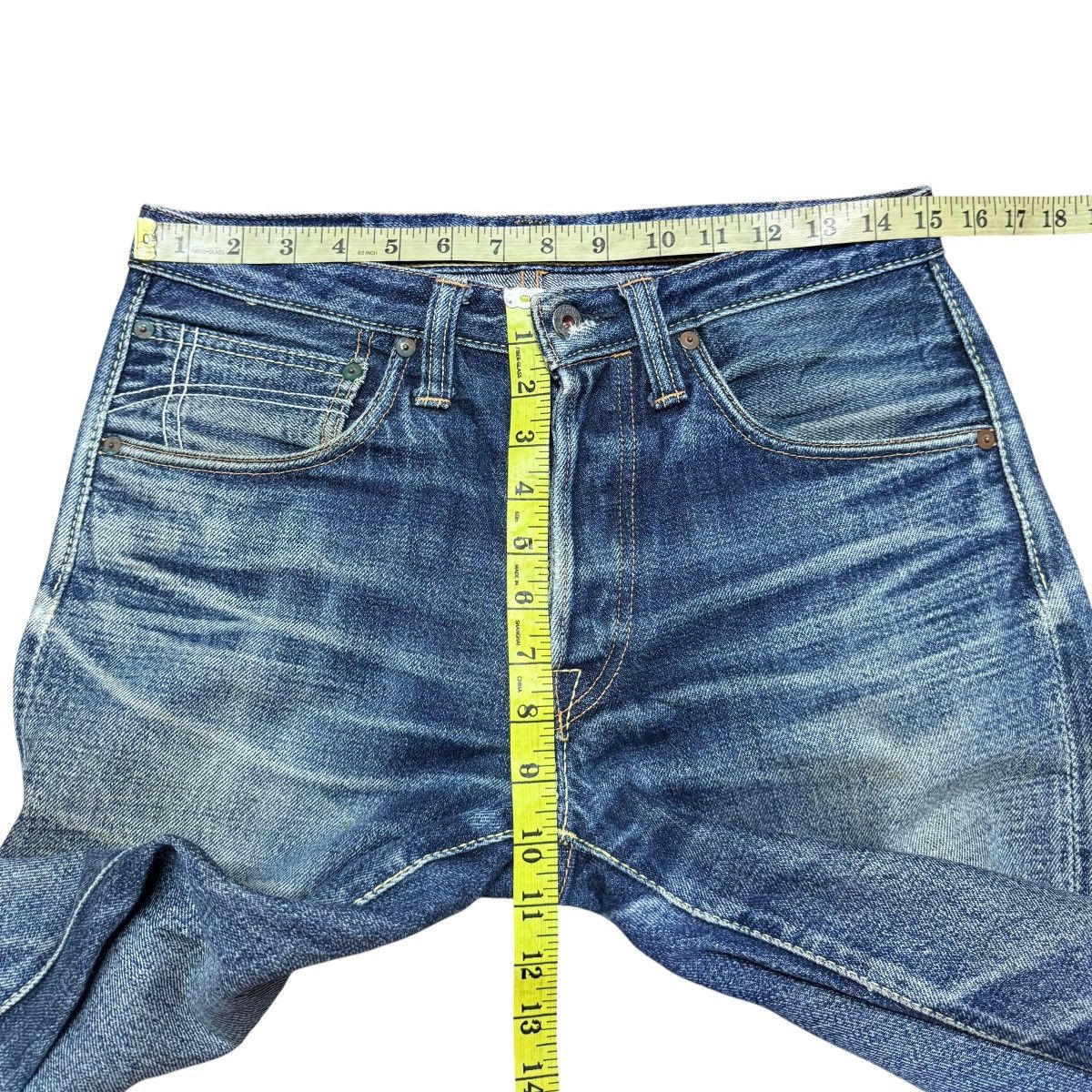 Jelado 17oz Graph Zero Distressed Denim Selvedge Jeans Natural Fade Size US 30 / EU 46 - 22 Thumbnail