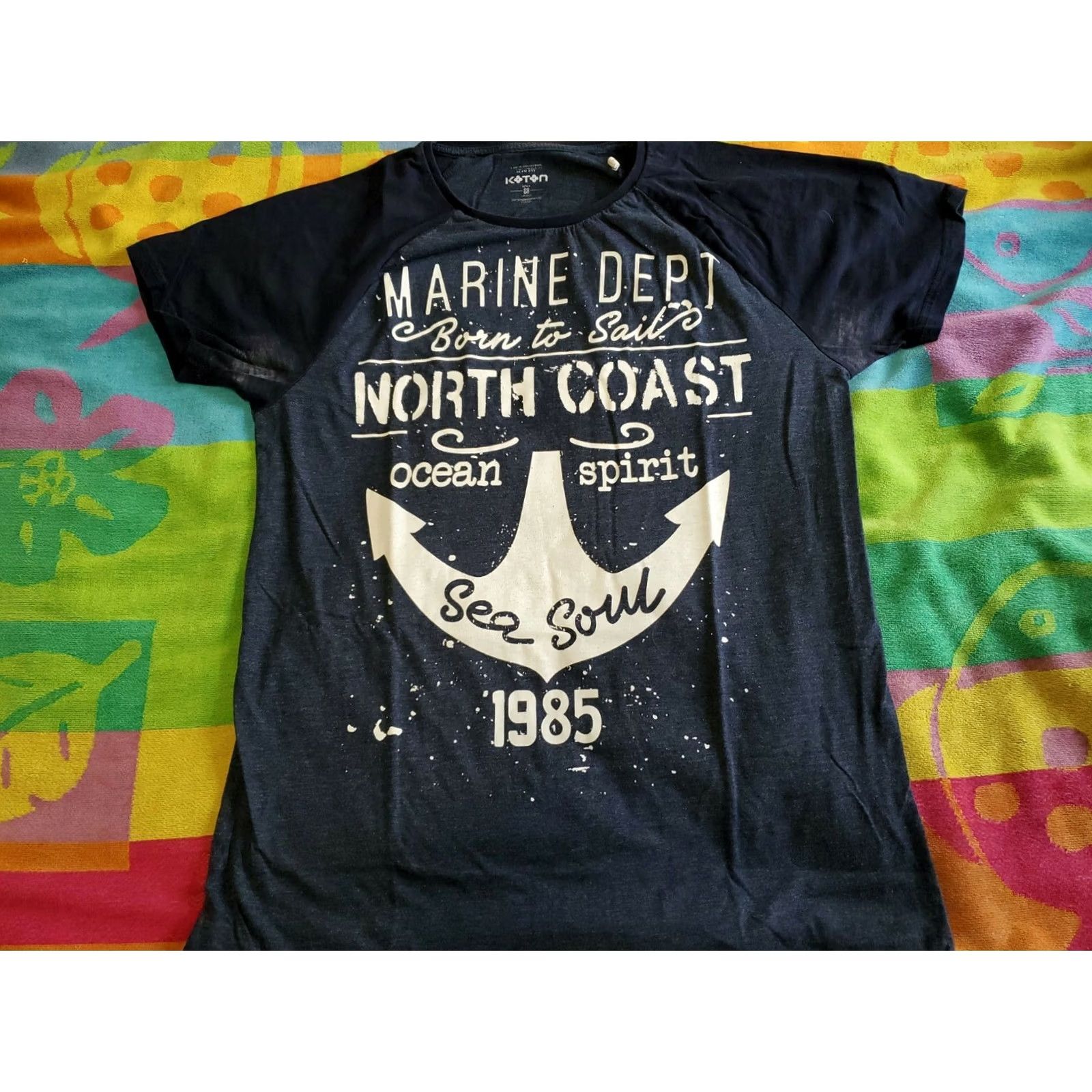 Vintage Koton Marine Dept North Coast T-Shirt L Men Blue Ocean Spirit Sea Soul 1985 Crew Neck Short Sleeve Slim Convincing Size US L / EU 52-54 / 3 - 3 Thumbnail