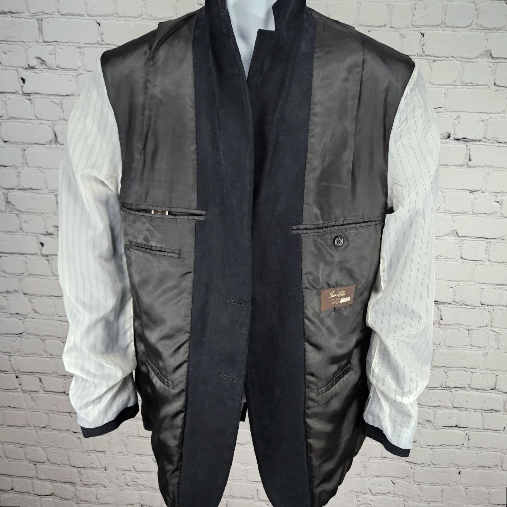 Tasso Elba Tasso Elba Blazer Mens 40R Black Notch Single-Vented 2 Button Polyester Sport Coat Size 40R - 5 Thumbnail