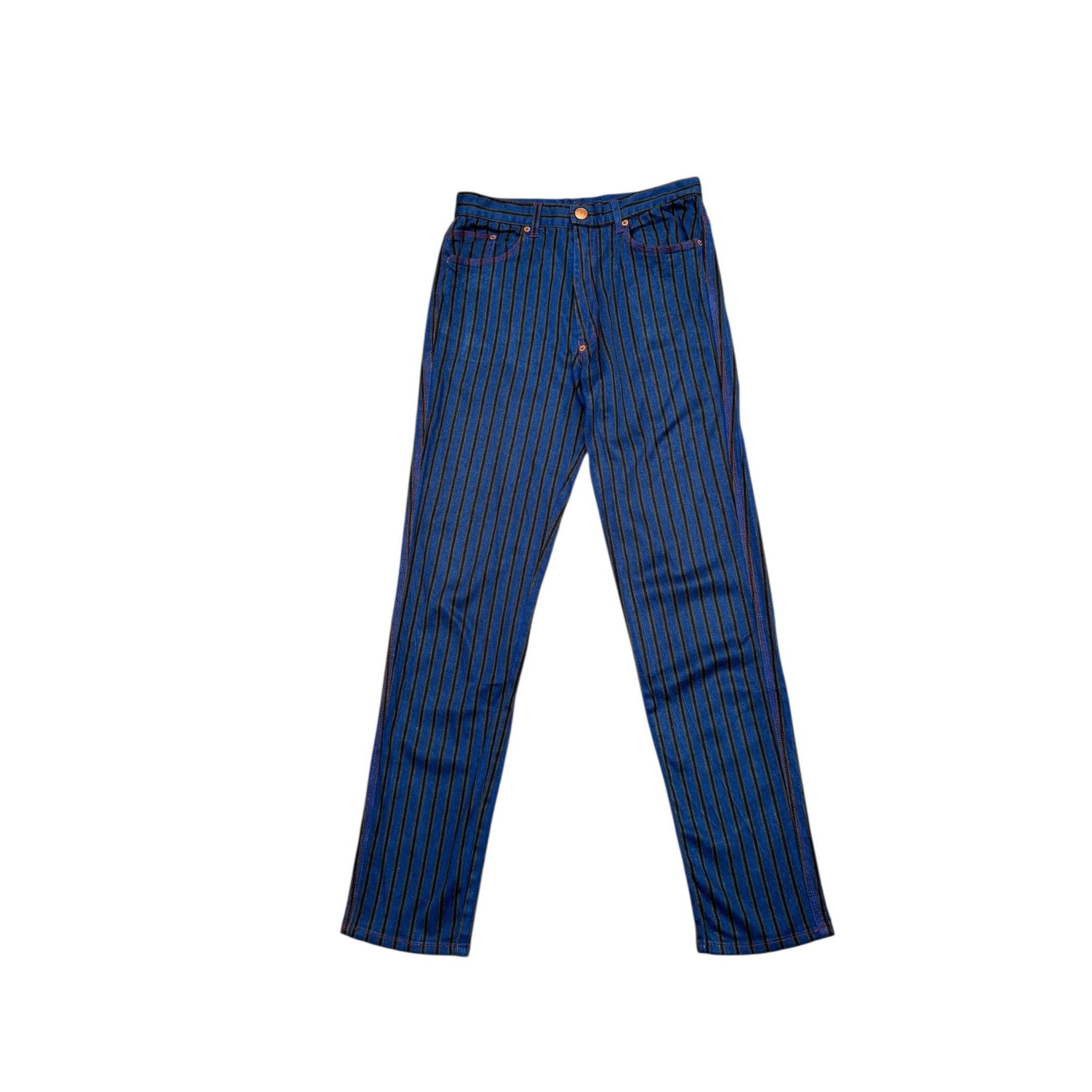 Jean Paul Gaultier Vintage Blue Striped Trousers Size 26" / US 2 / IT 38 - 1 Thumbnail