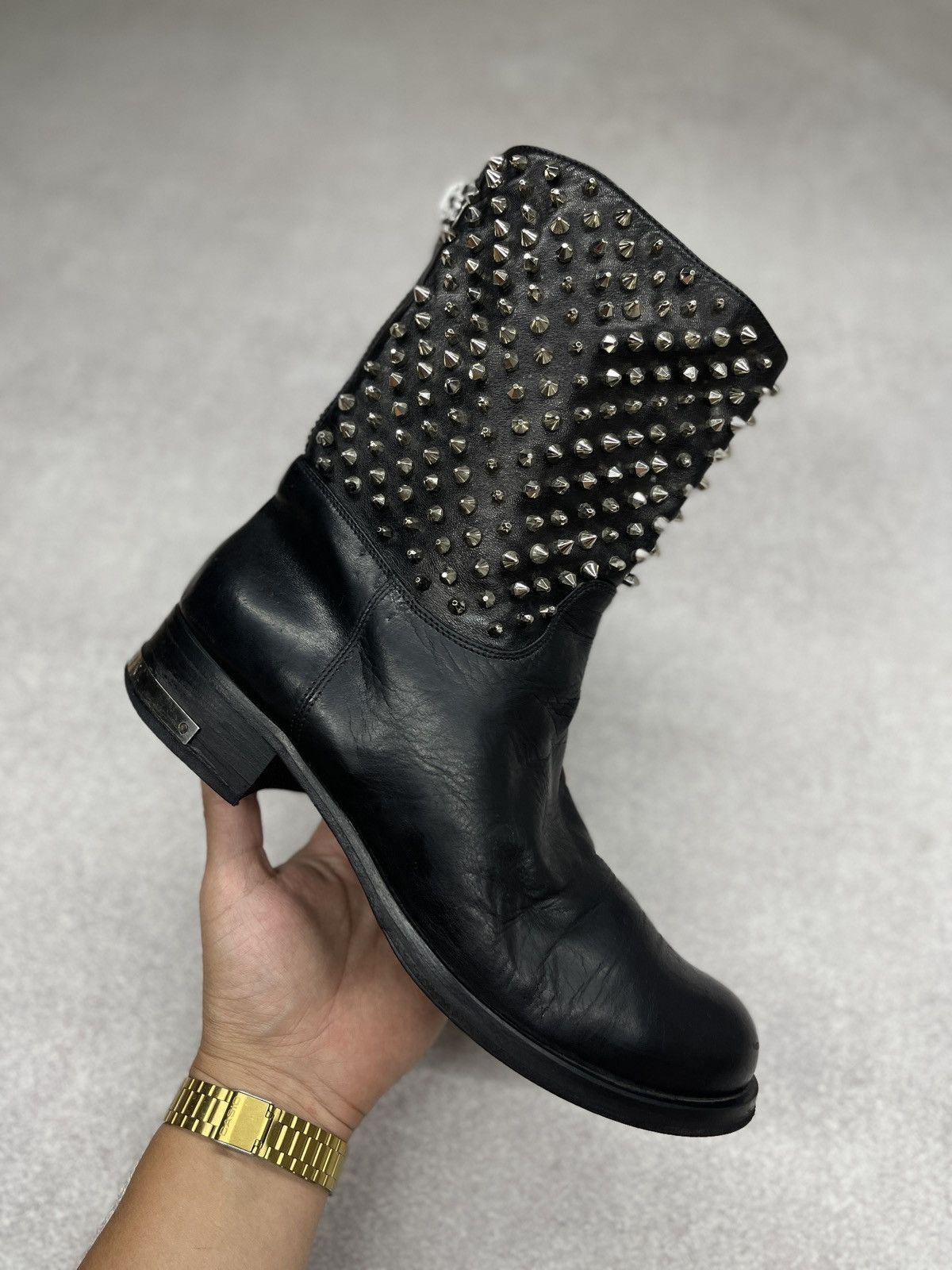 Philipp Plein Women Philipp Plein Spiked leather boots Black Italy Luxury Size US 8.5 / IT 38.5 - 1 Thumbnail