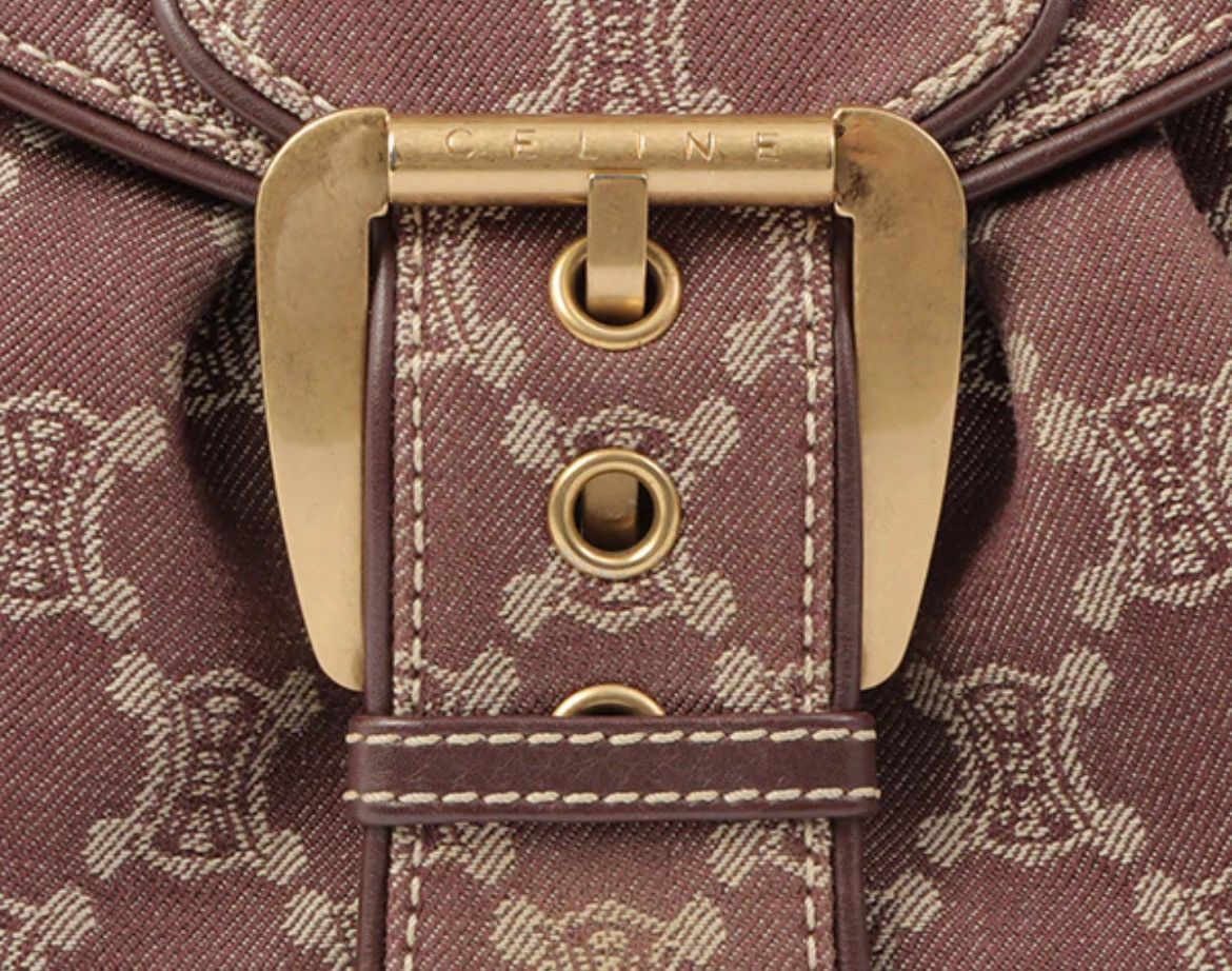 Celine Celine Macadam Pattern Logo Buckle Top Handle Bag Bordeaux Size ONE SIZE - 13 Thumbnail