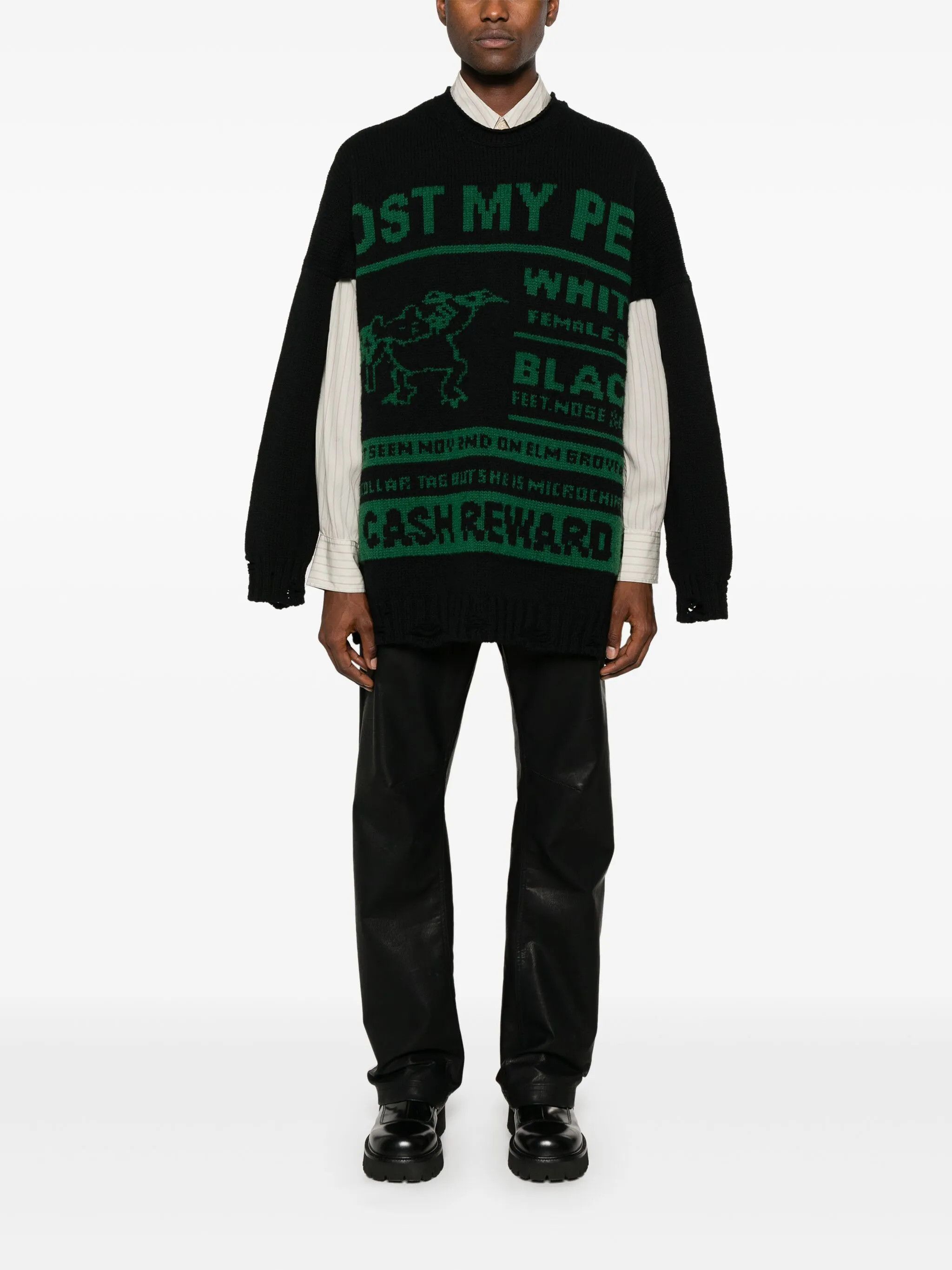 Maison Margiela oc11z0825 Jacquard Sweater in Black/Green Size US S / EU 44-46 / 1 - 2 Thumbnail