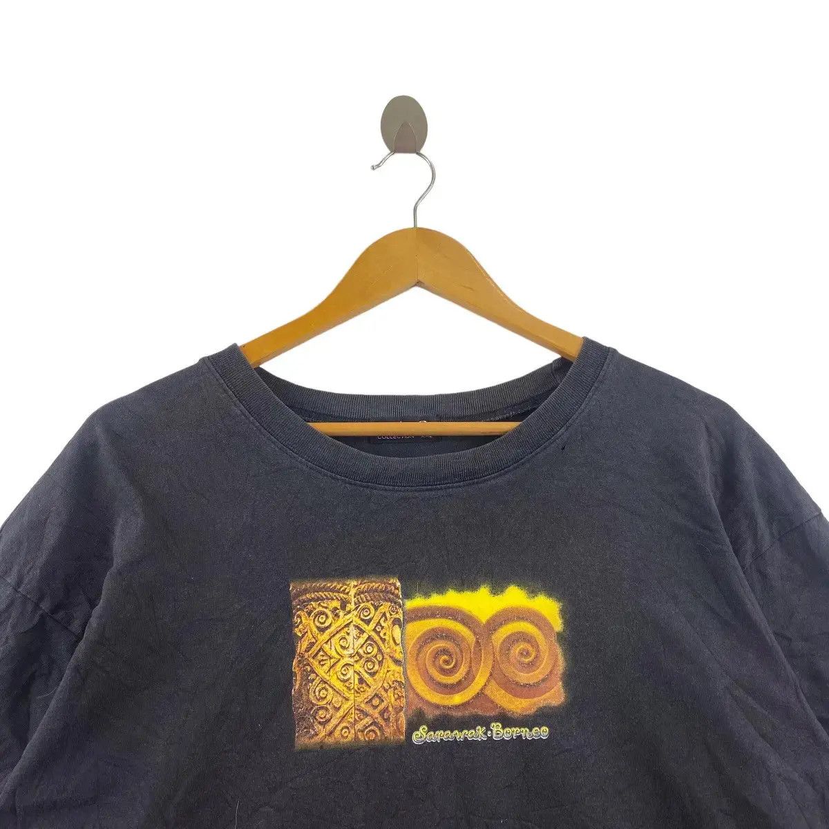 Vintage Vintage 90’ SEMARAK BORNEO Aboriginal Owl Eyes Art Tee Shirt Size XXL / US 16-18 / IT 52-54 - 4 Thumbnail