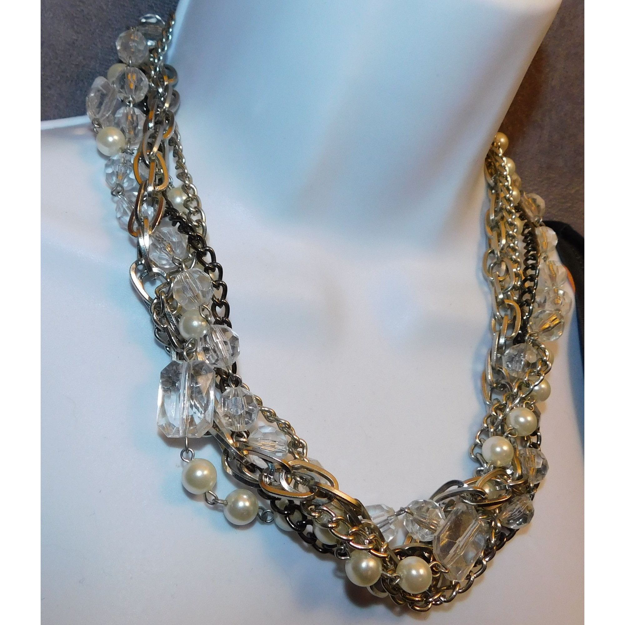 Other Elegant Glam Faux Pearl Chain And Glass Torsade Necklace Size ONE SIZE - 3 Thumbnail