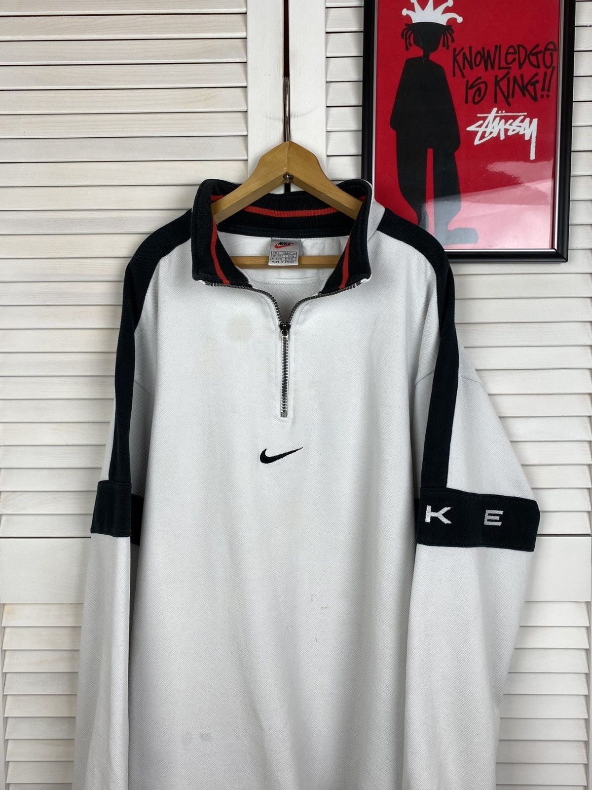 Nike Vintage 90s Nike Zip Up 1/4 Sweater Knit Central Swoosh Y2k Size US L / EU 52-54 / 3 - 3 Thumbnail