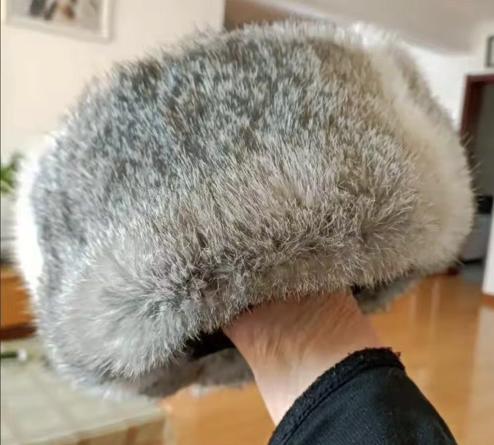 Japanese Brand Rabbit Fur Earflap Trapper Bomber Hat Size ONE SIZE - 8 Thumbnail