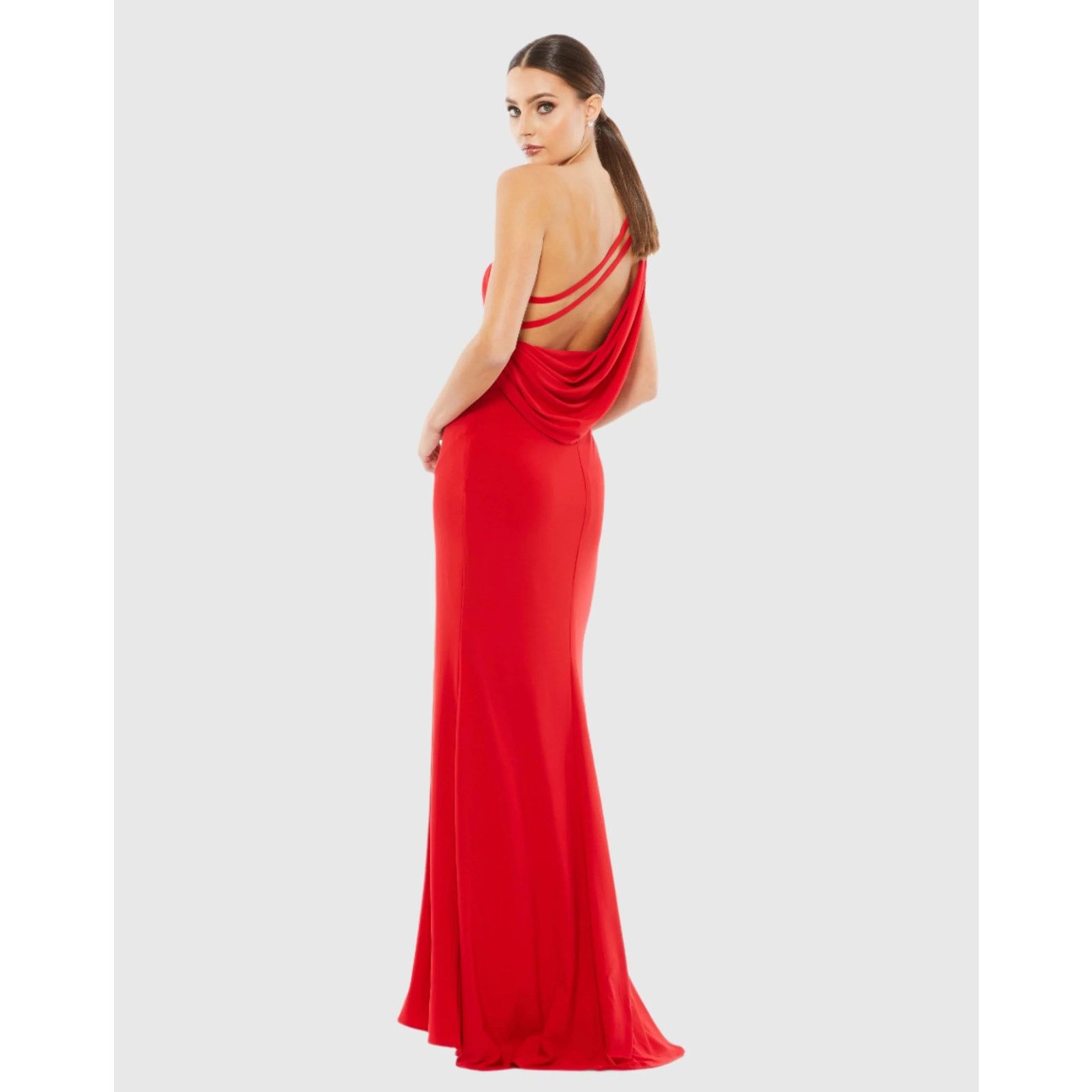 Other NWT Mac Duggal 6 Red Jersey One Shoulder Slit Cocktail Gown Size M / US 6-8 / IT 42-44 - 3 Thumbnail