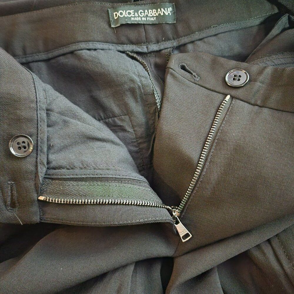 Dolce & Gabbana Dolce & Gabbana Pants M Black Straight Leg Mid-Rise Size 28" / US 6 / IT 42 - 3 Thumbnail