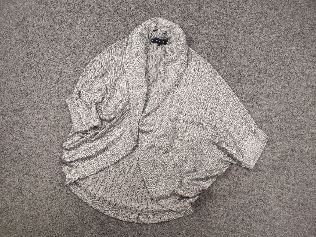 Ralph Lauren Ralph Lauren Black Label Cable Knit Poncho Cardigan Mettalic Size M / US 6-8 / IT 42-44 - 3 Thumbnail