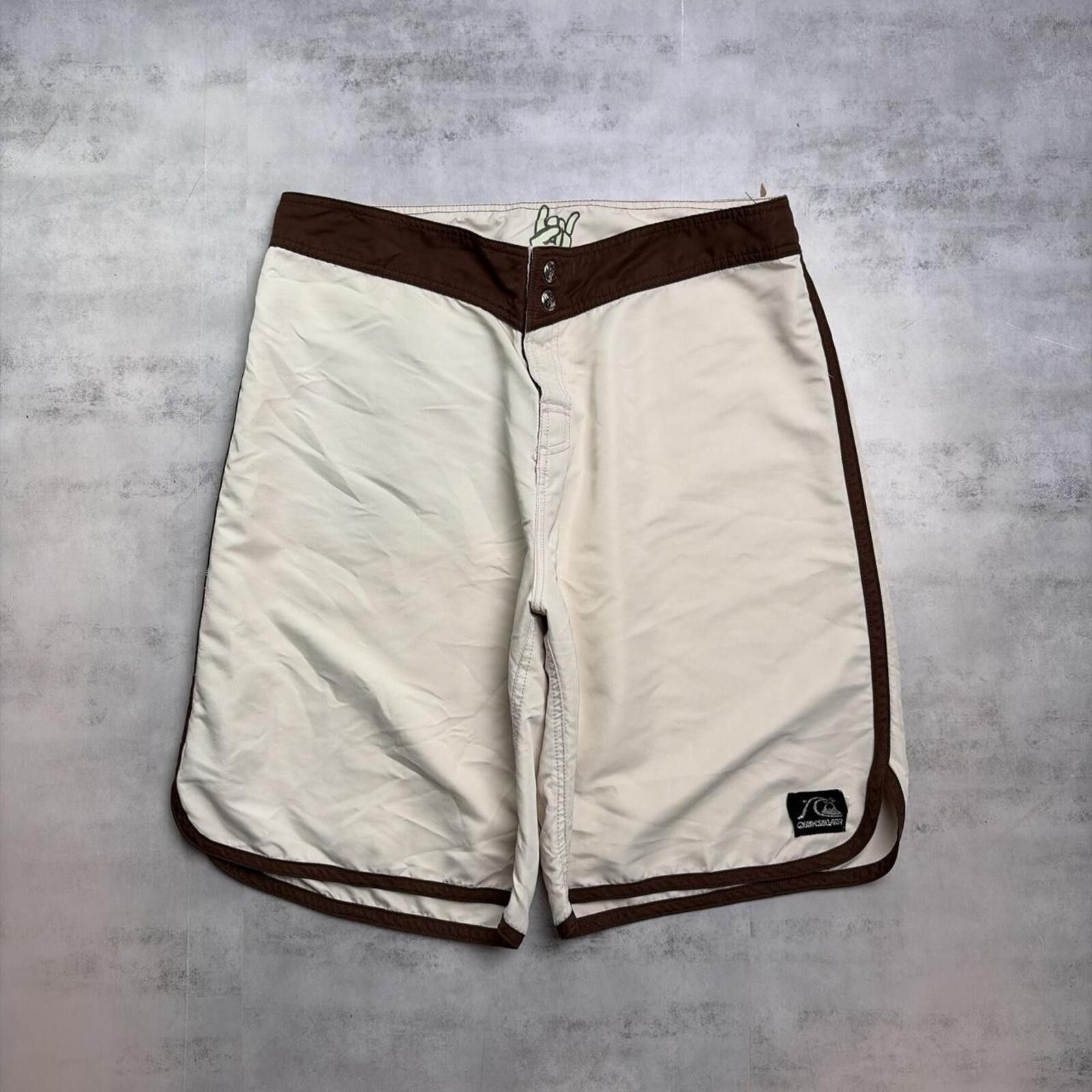 Quiksilver Y2K Beige Quiksilver Surf Grunge Baggy Board Shorts Size US 34 / EU 50 - 1 Thumbnail