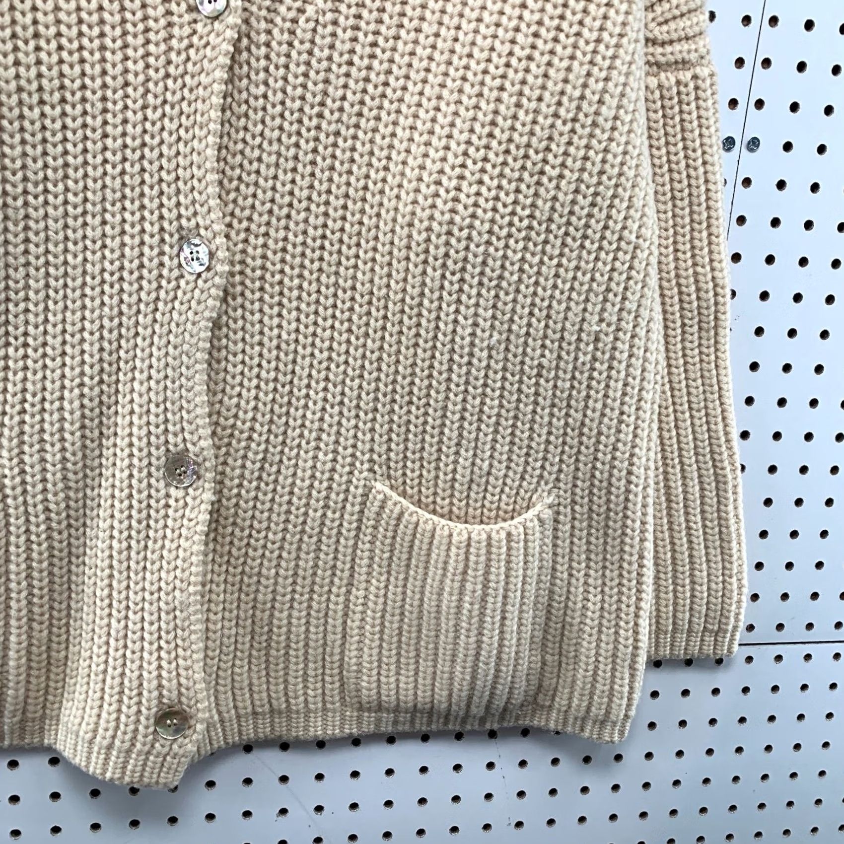 Ann Taylor VINTAGE Ann Taylor Wool Cardigan Sweater Womens Large Beige Chunky Rib Knit Oversized Size L / US 10 / IT 46 - 7 Thumbnail