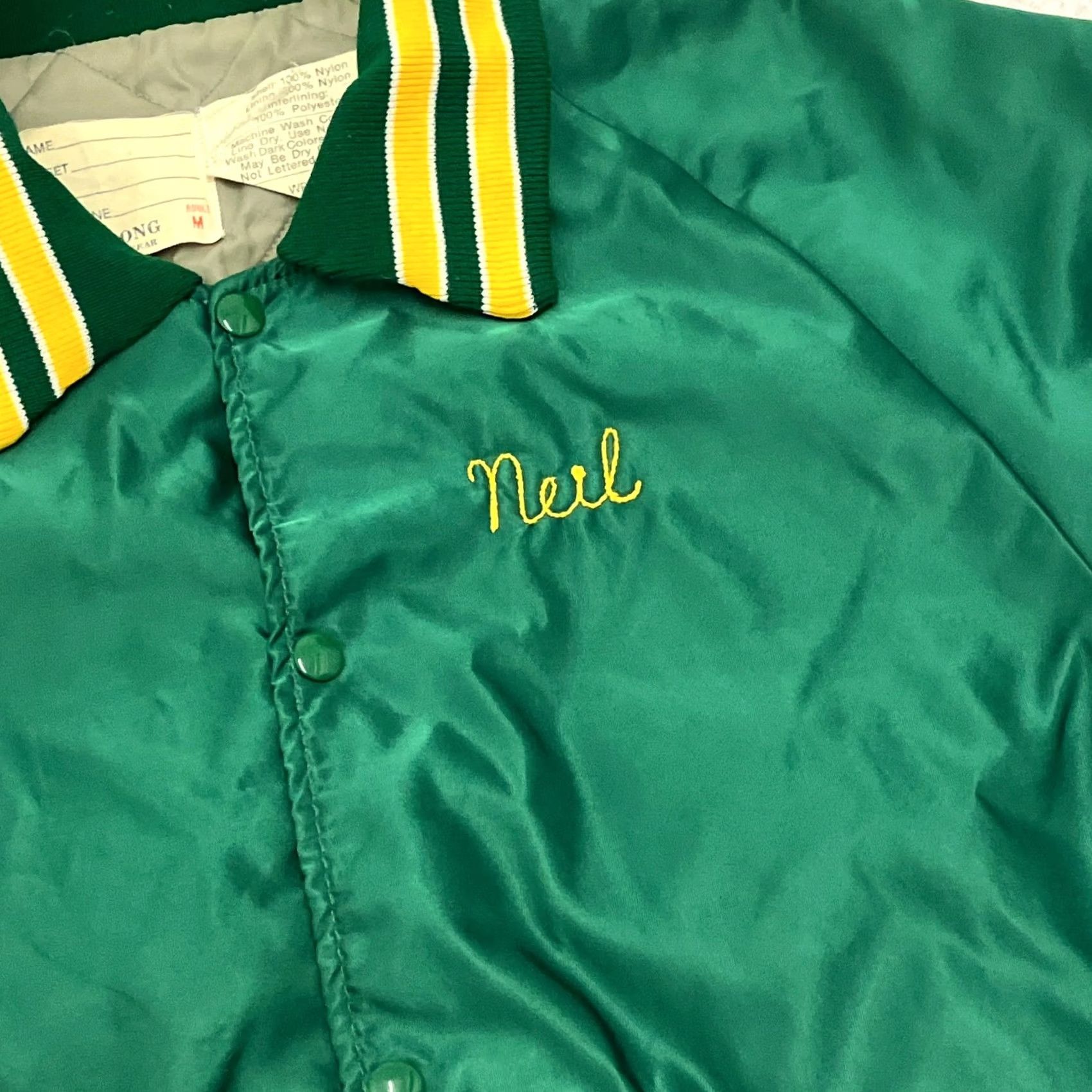 Vintage Vintage DeLong Jacket Varsity Bomber Green Satin Made in USA Mens Medium Size US M / EU 48-50 / 2 - 2 Thumbnail