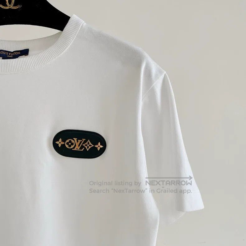 Louis Vuitton Louis Vuitton White leather logo T-shirt Size US M / EU 48-50 / 2 - 3 Thumbnail