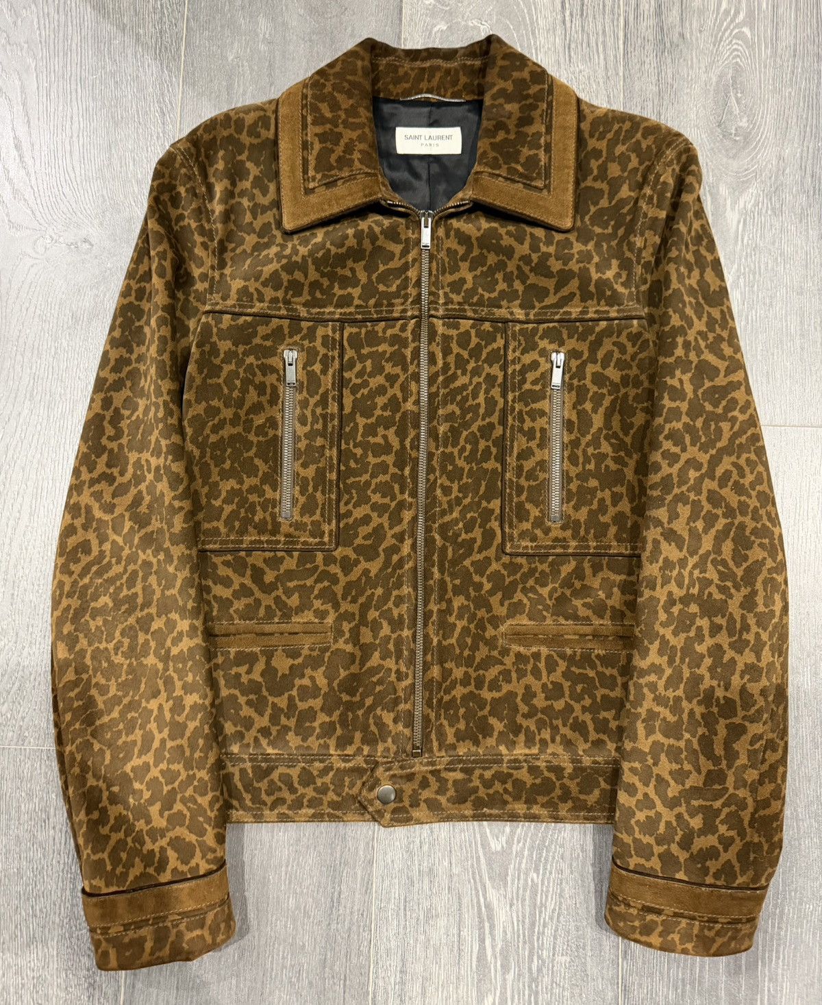 Hedi Slimane × Saint Laurent Paris 15SS Hedi Leopard Suede Trapper