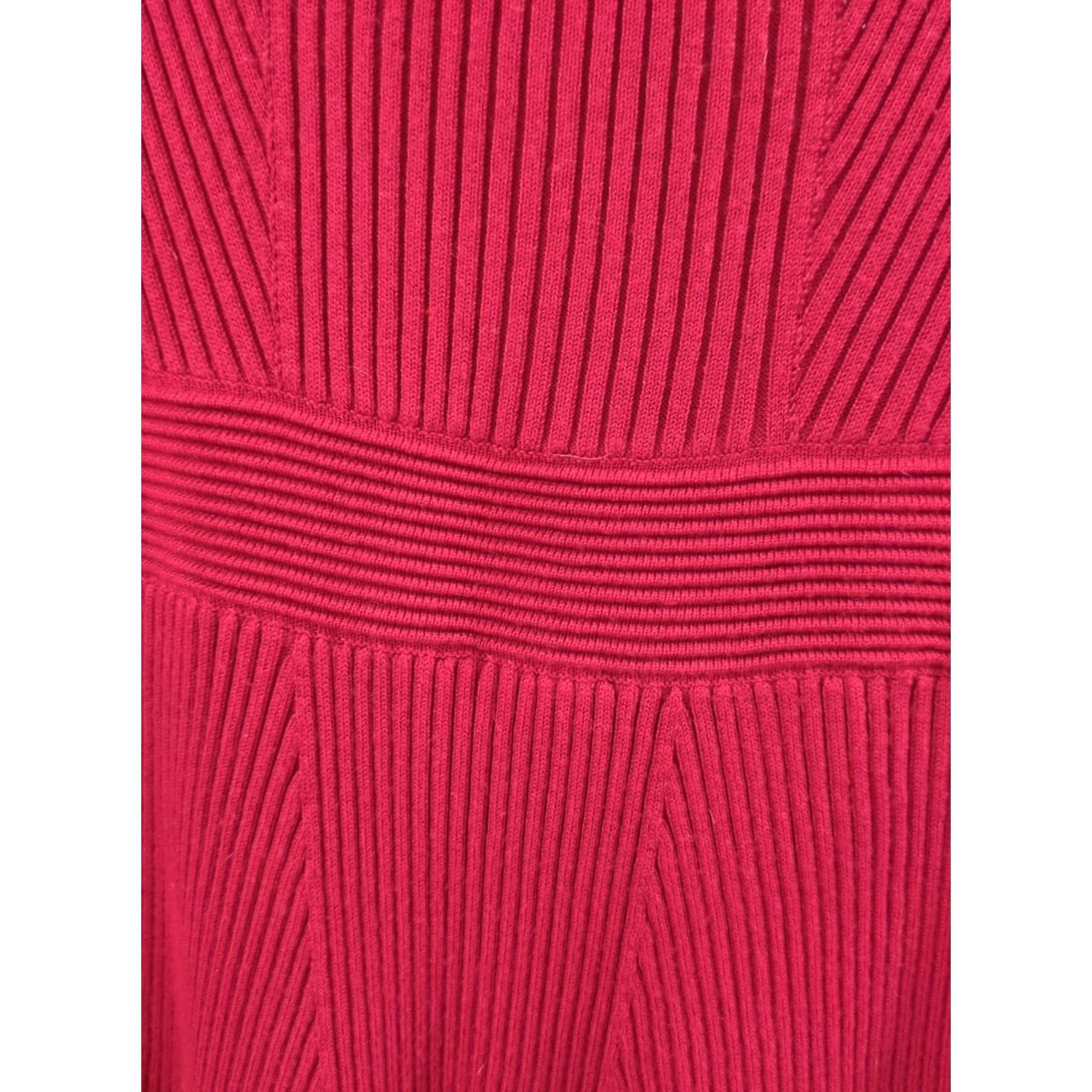 Vintage Candie’s Knit Dress Junior's S Red Long Sleeve Knee Length V-Neck Size S / US 4 / IT 40 - 2 Thumbnail