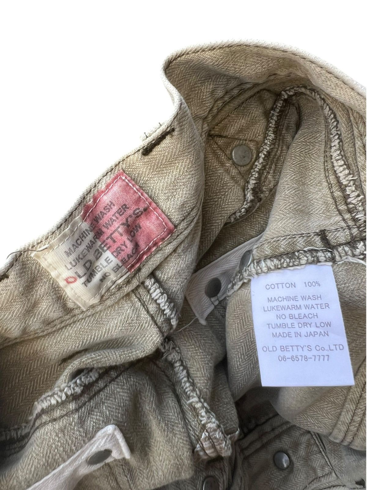 Vintage Old Betty’s Japan Fade Olive Green HBT Striped Cargo Trouser Size US 30 / EU 46 - 20 Thumbnail