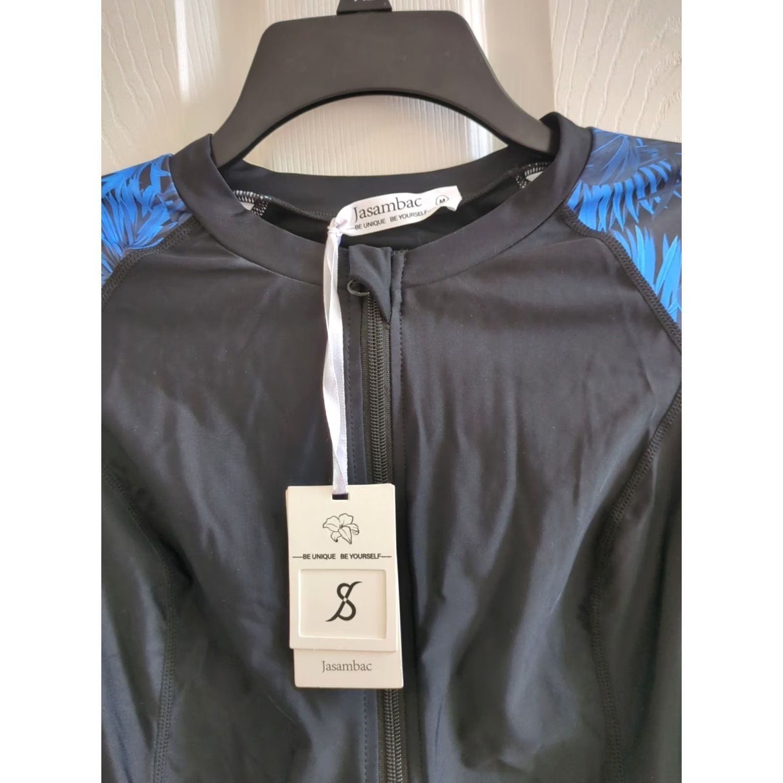 Swims Jasambac Women's M Long Sleeve Black /Blue Tropical Full Zip Swim Top UV50+ NWT Size M / US 6-8 / IT 42-44 - 2 Thumbnail