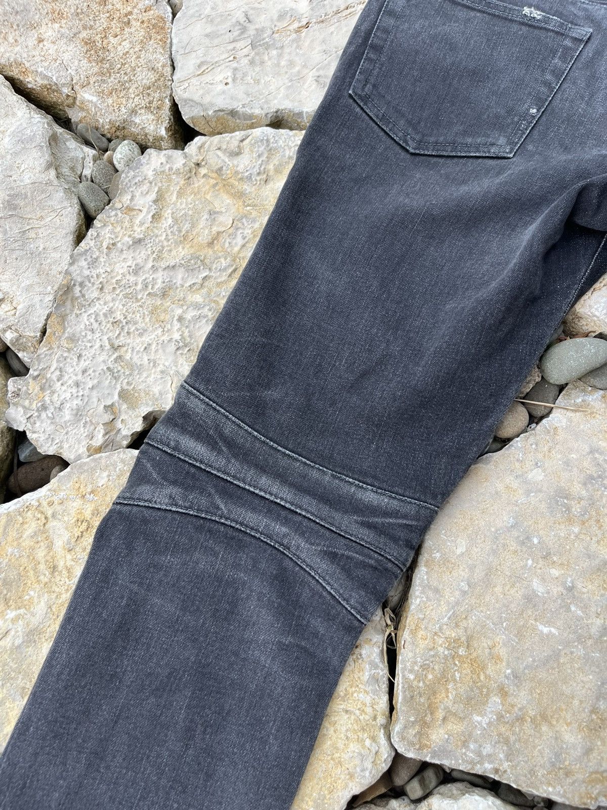 Balmain × Japanese Brand Balmain biker jeans pants 29 washed denim black distressed Size US 29 - 19 Thumbnail