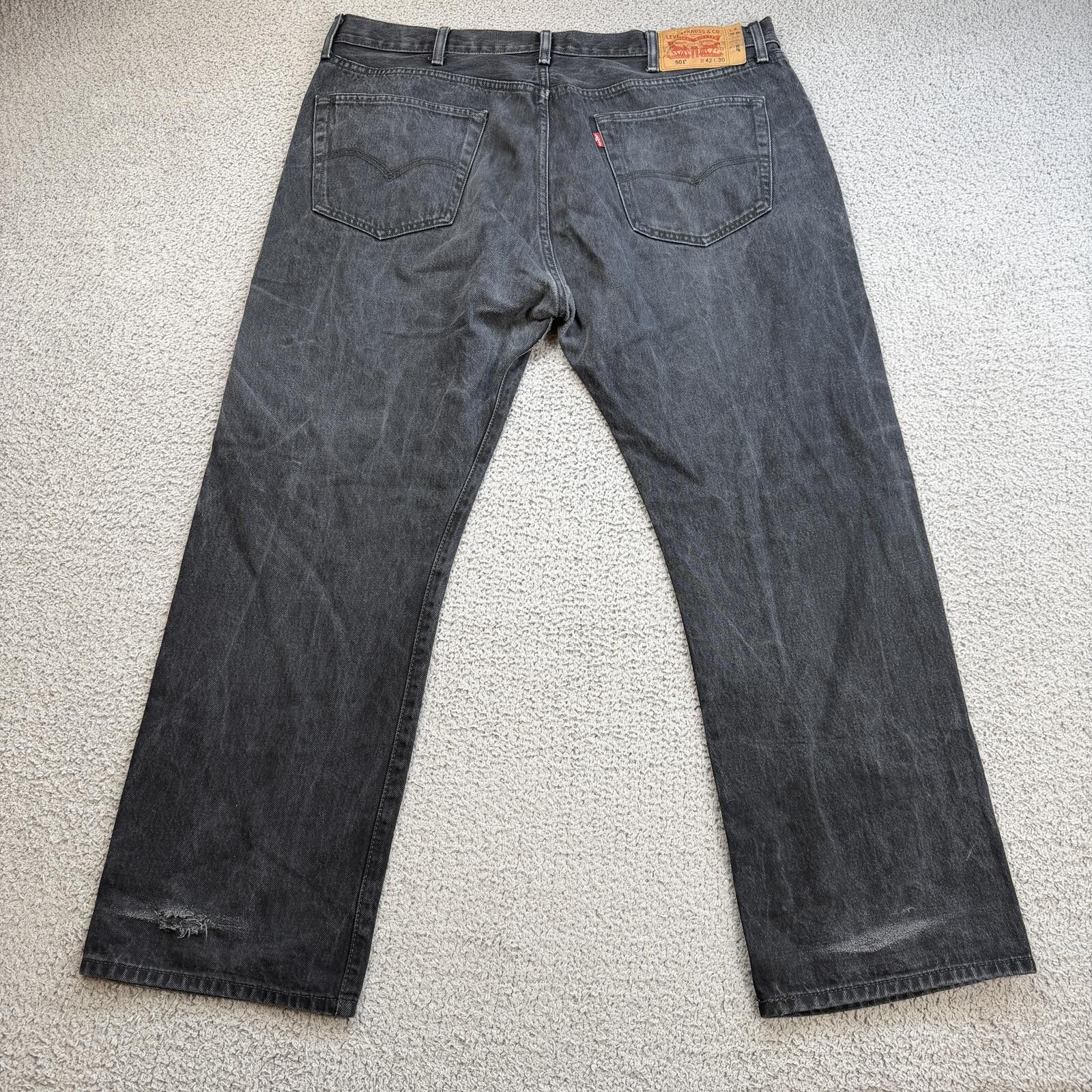 Levi's Levi's 501 Jeans Mens 42x30 Black Faded Straight Leg Classic Size US 42 / EU 58 - 2 Thumbnail