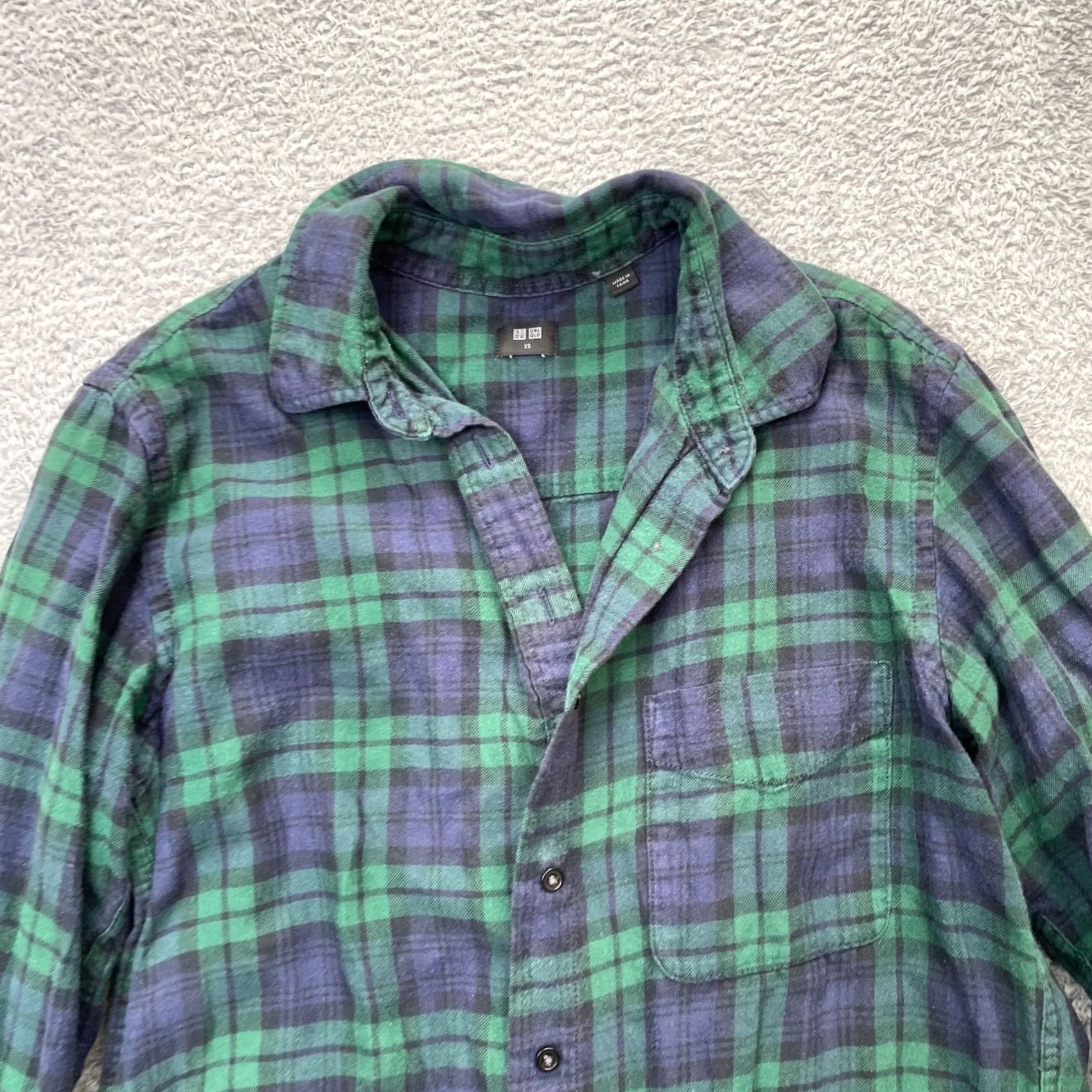 Uniqlo Uniqlo Shirt Womens XS Green Plaid Flannel Button-Up Cotton Pleated Casual Workwear Size XS / US 0-2 / IT 36-38 - 3 Thumbnail