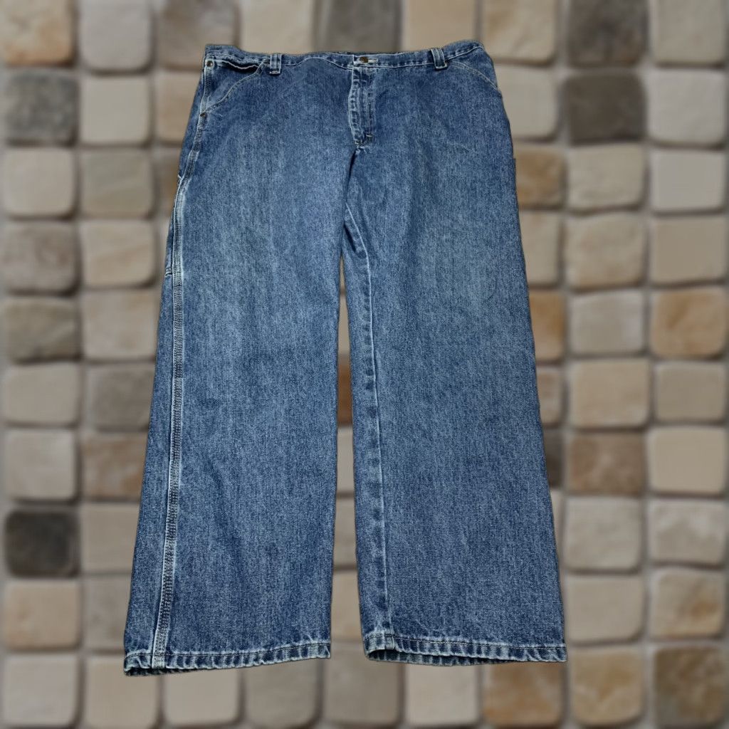 Wrangler VINTAGE Wrangler Carpenter Jeans Men 42x30 Work Pants Wrangler Denim Blue 40 30 Belt Loops Pockets Regular Rise Mid 10-12 In Mens Size US 42 / EU 58 - 1 Thumbnail