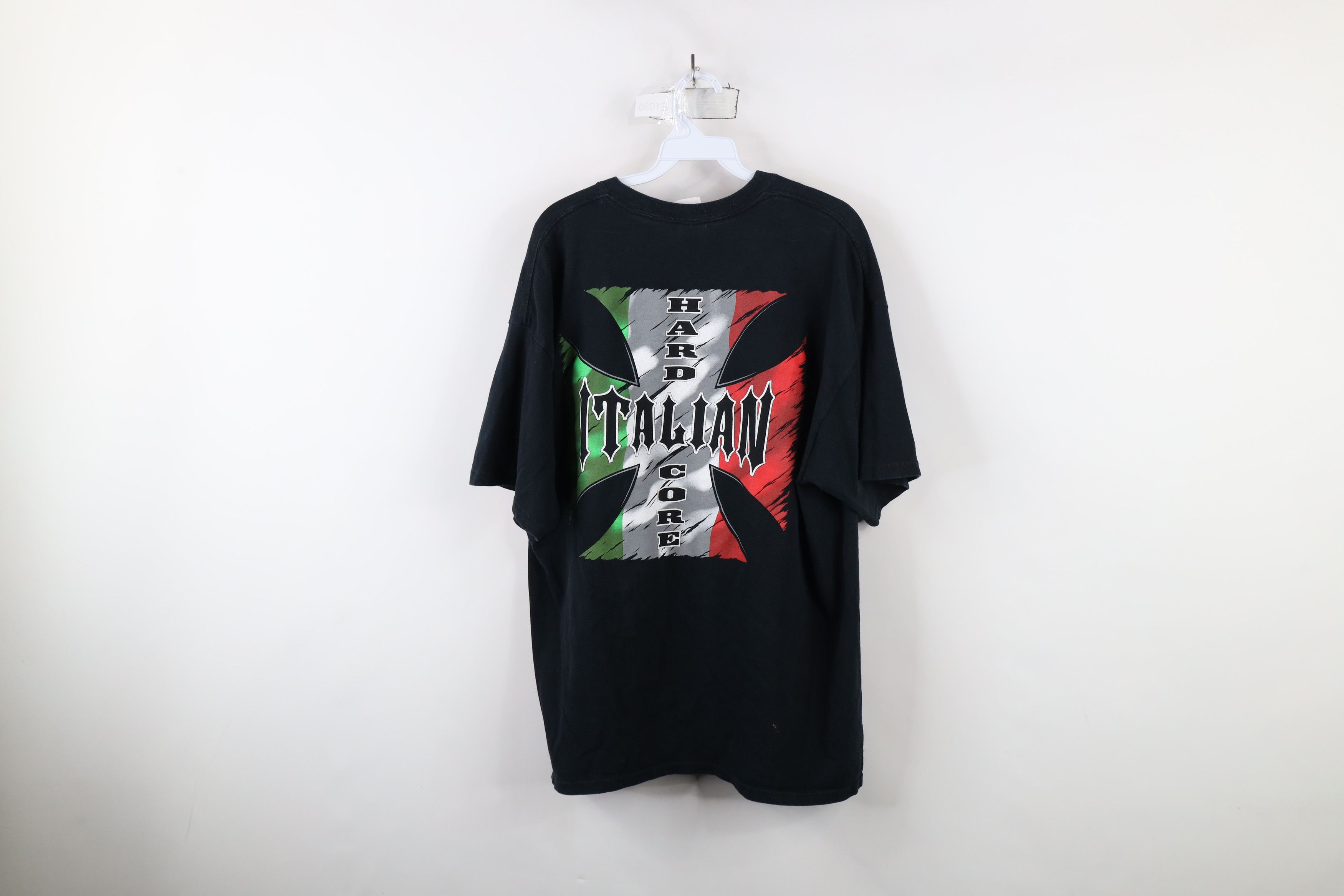 Vintage Vintage 90s Streetwear Cross Italian Hard Core T-Shirt Black Size US XL / EU 56 / 4 - 10 Thumbnail