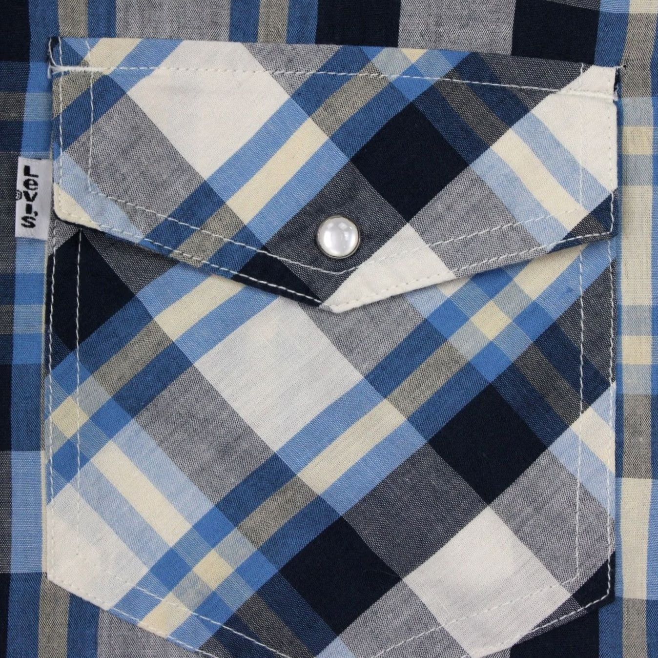 Levi's Levi's Pearl Snap Shirt Mens XL Blue/White/Yellow Plaid Western L/S Cowboy Size US XL / EU 56 / 4 - 6 Thumbnail