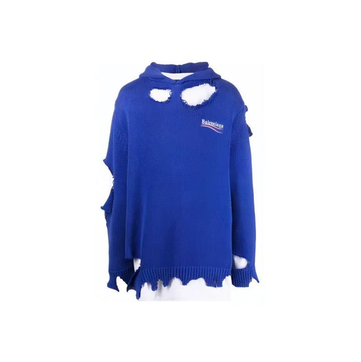 Balenciaga Balenciaga FW21 Classic Logo Hoodie Sweater in Blue Size US XS / EU 42 / 0 - 1 Thumbnail