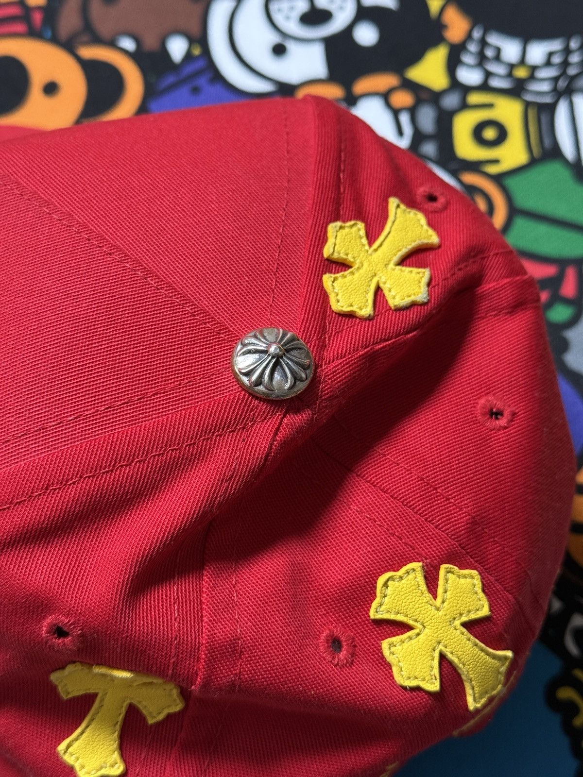 Chrome Hearts Chrome Hearts Red Embroidered Cross Patches Snapback Hat Size ONE SIZE - 3 Thumbnail