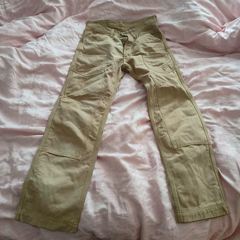 Freewheelers Beige Canvas Cargo Pants with Modification Size US 38 / EU 54 - 1 Thumbnail