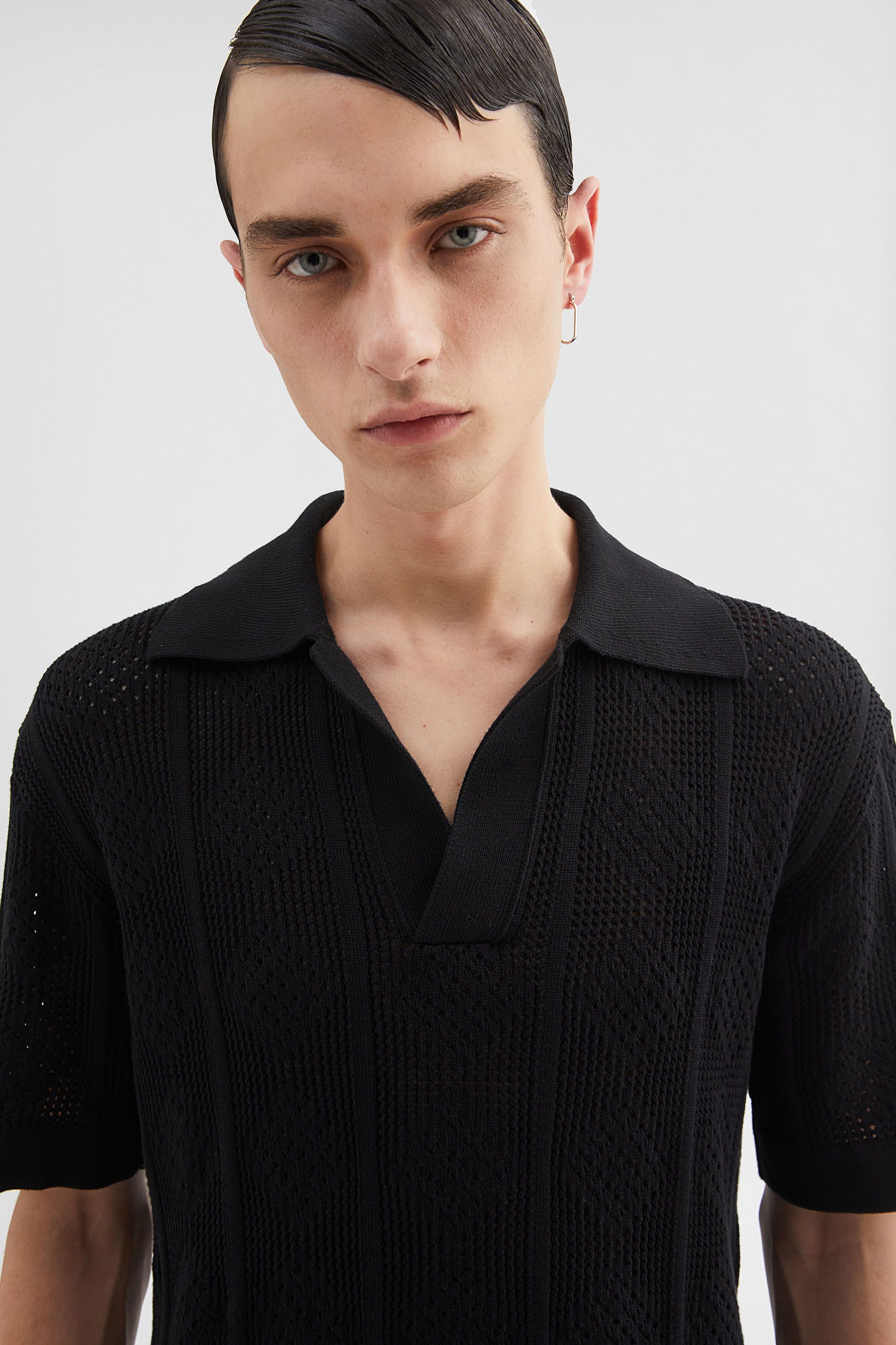 Jil Sander o1loc1c0426 Knit Polo T-Shirt in Black Size US XL / EU 56 / 4 - 3 Thumbnail