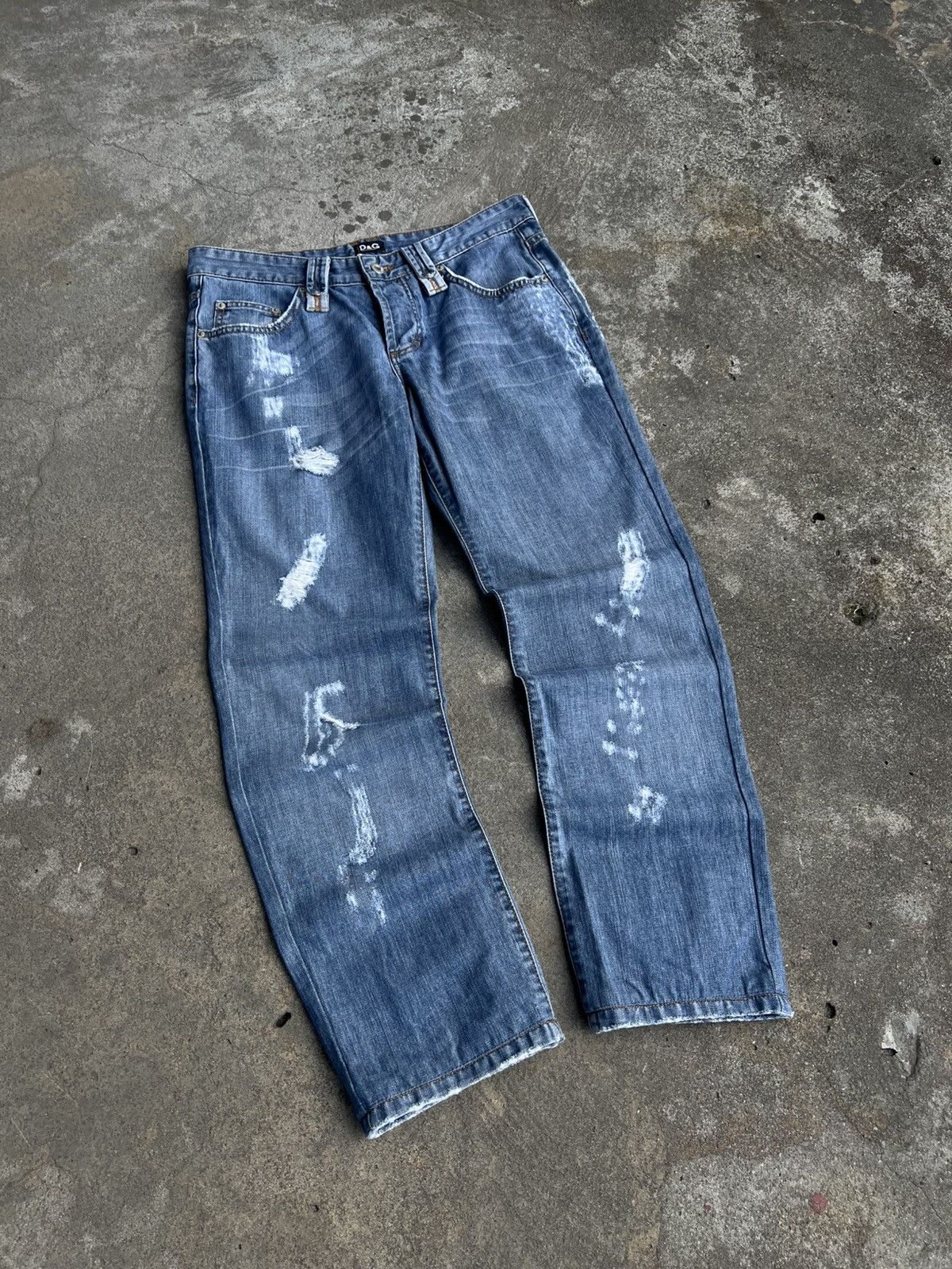 Dolce & Gabbana Crazy Vintage Dolce Gabbana Distressed Jeans Y2k Big Logo Size US 32 / EU 48 - 5 Thumbnail