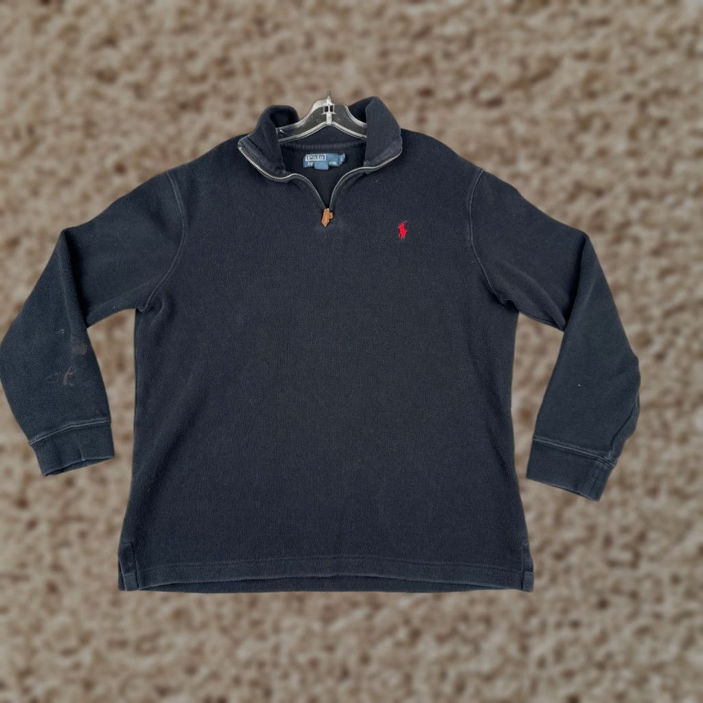 Ralph Lauren VINTAGE Polo Ralph Lauren Sweater Shirt Adult Large Black 1/4 Zip Mock Neck Pullover Mens Regular Knit Polo RL Size US L / EU 52-54 / 3 - 1 Thumbnail