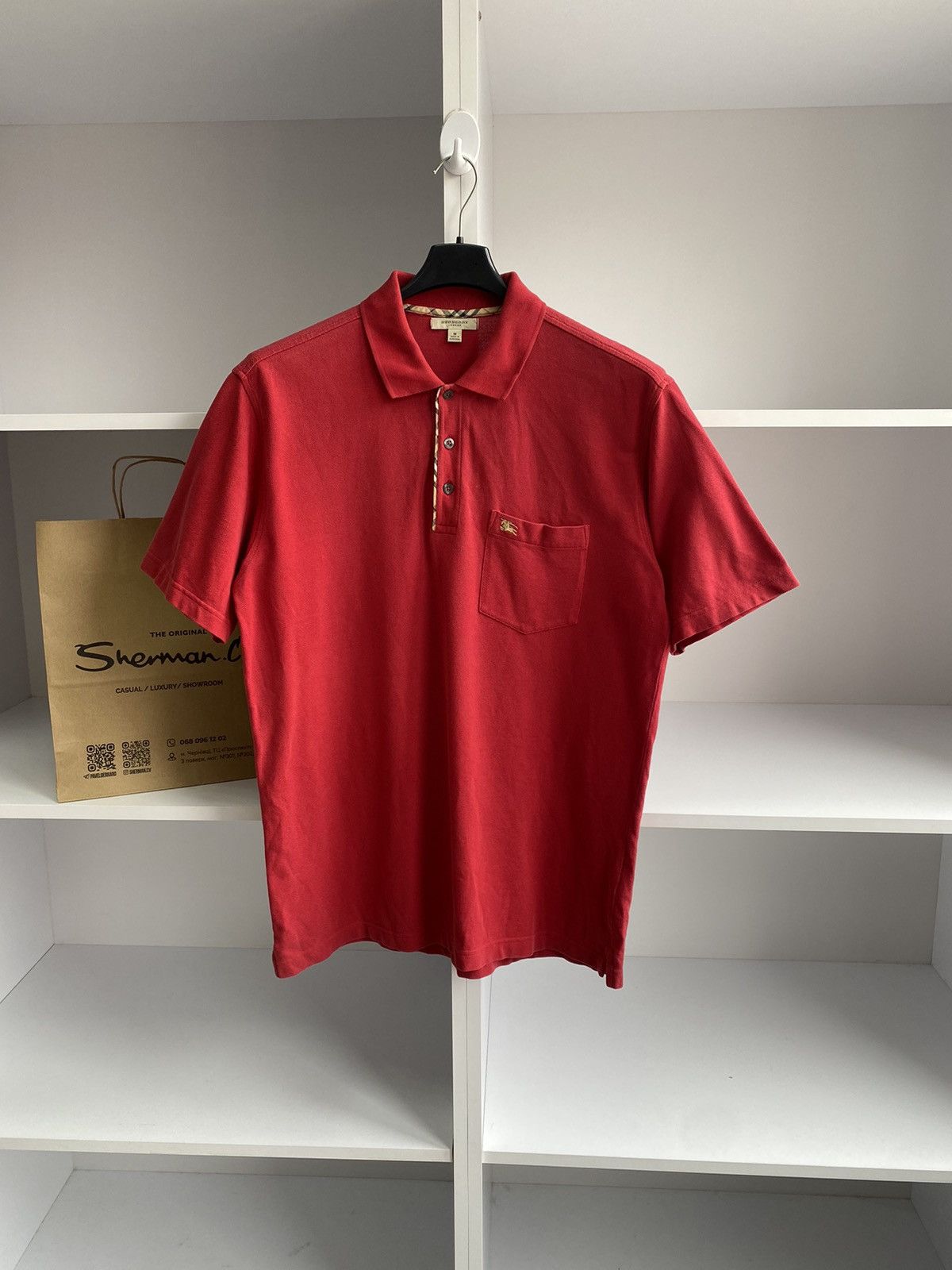 Burberry × Vintage Vintage Burberry Red Polo T-Shirt Size US M / EU 48-50 / 2 - 3 Thumbnail