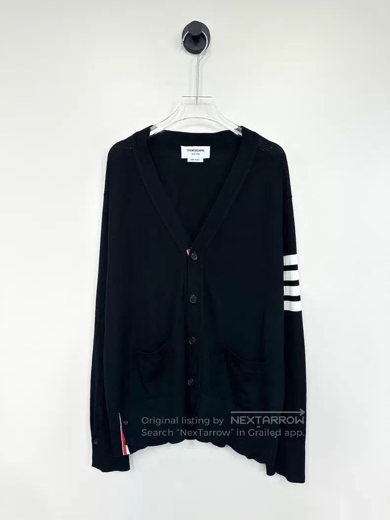 Thom Browne Thom Browne Black four-striped wool cardigan Size US XL / EU 56 / 4 - 1 Thumbnail