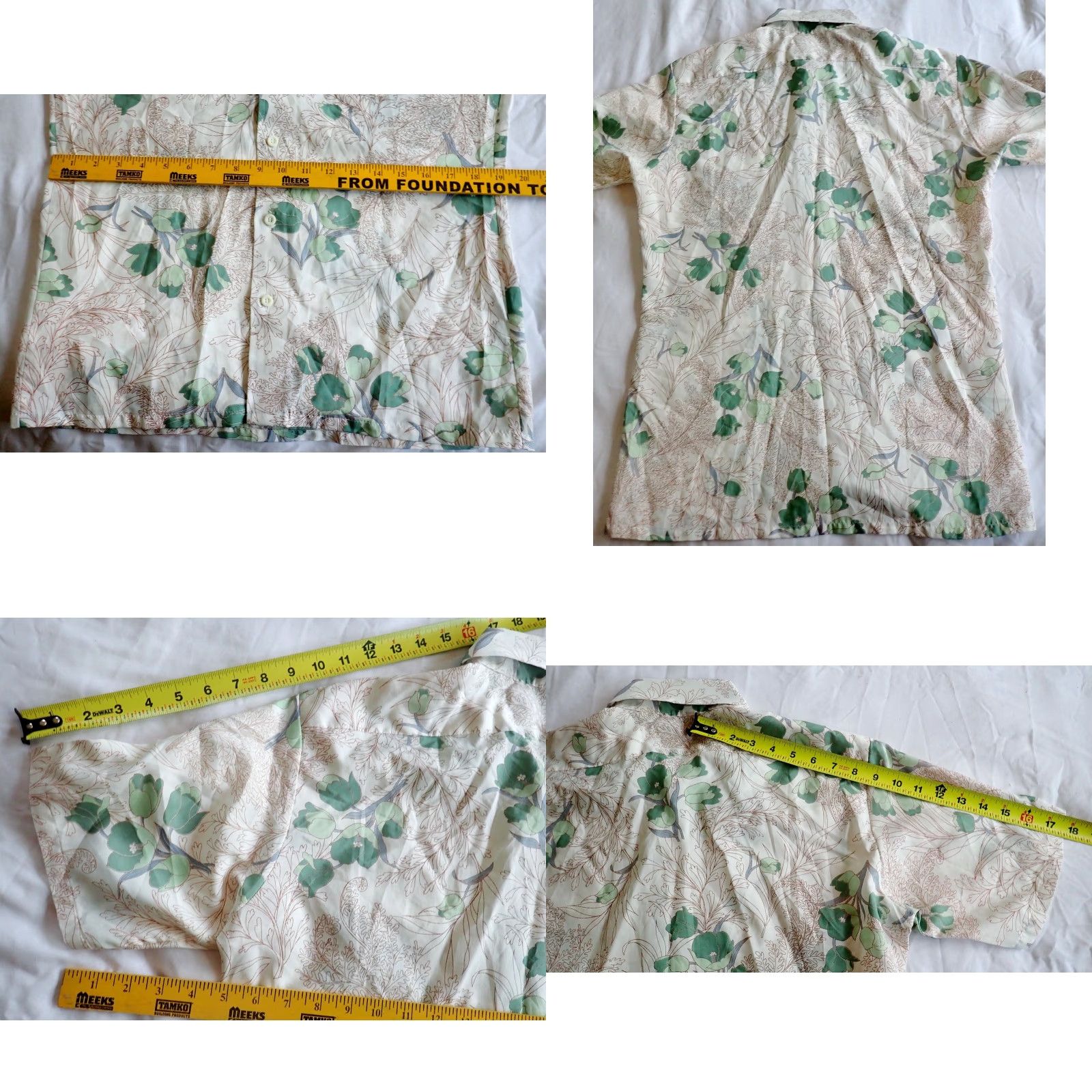 Vintage Montgomery Ward Mens M Floral Leaf AOP Shirt 70s Vintage Disco Rockabilly Big Collar Size US M / EU 48-50 / 2 - 8 Thumbnail