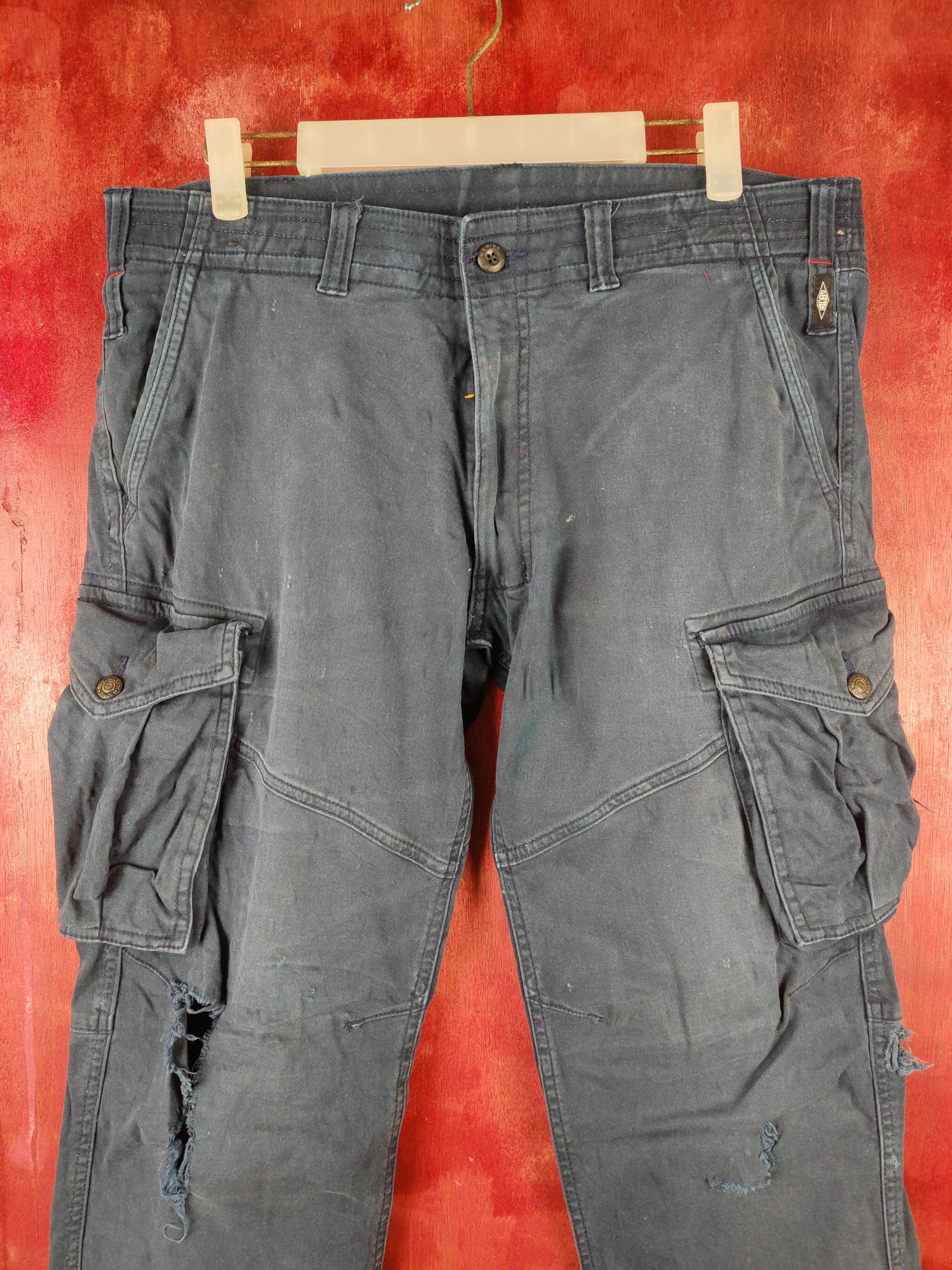 Japanese Brand Geride Dark Blue Multipocket Tactical Cargo Pants #S2152 Size US 34 / EU 50 - 2 Thumbnail