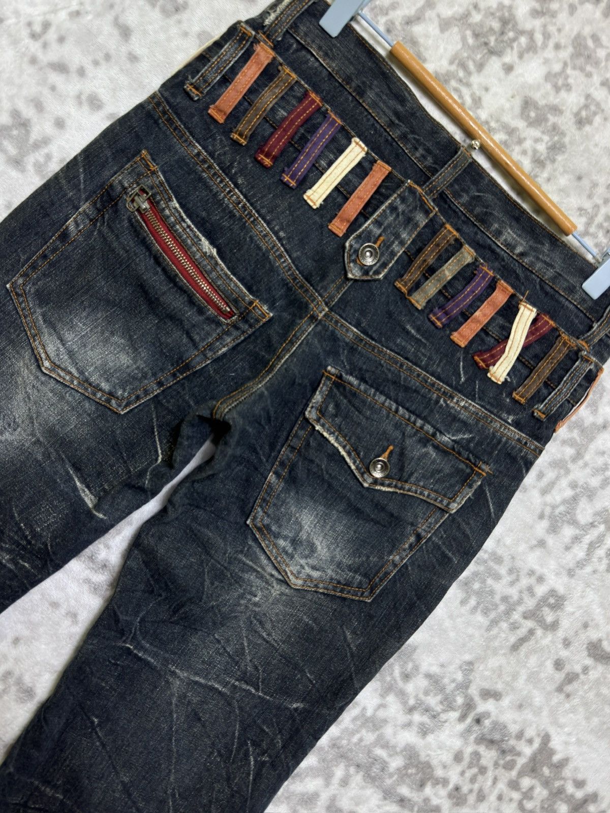 Japanese Brand Nylaus Clothing Y2K Double Waist Acid Wash Whiskered Jeans Size US 30 / EU 46 - 12 Thumbnail