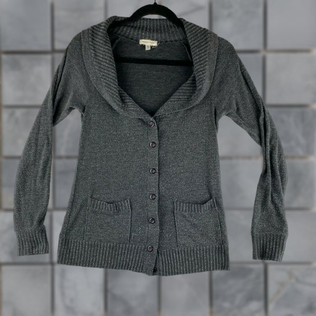 Vintage Silence + Noise Cardigan Sweater Womens M Gray Button Front Pockets Casual Modern Knit, Cardigan, Women, M, Gray, Silence + Noise, Sweater, Cardigan Size M / US 6-8 / IT 42-44 - 1 Thumbnail