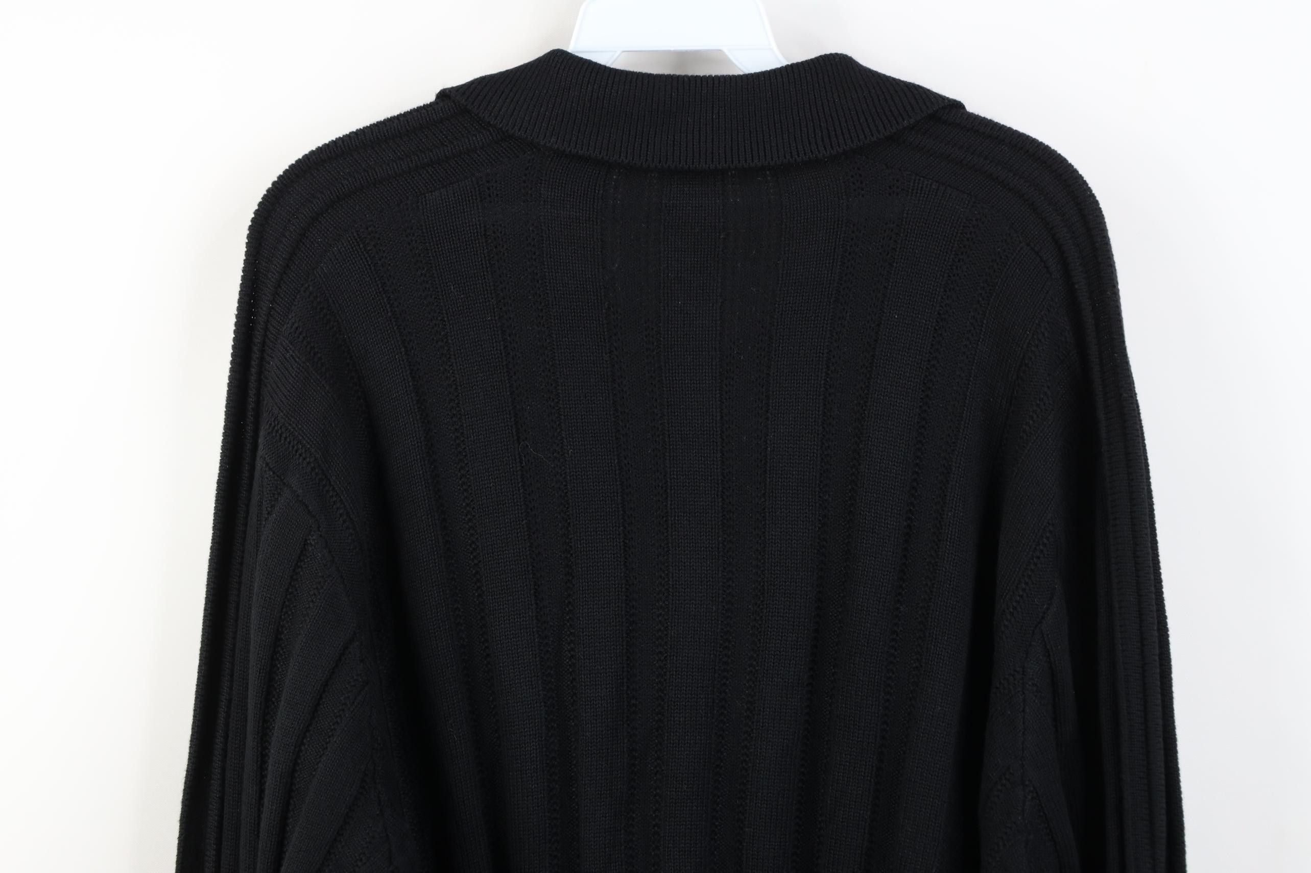 Vintage Vintage 90s Streetwear Ribbed Knit Collared Sweater Black Size US L / EU 52-54 / 3 - 11 Thumbnail